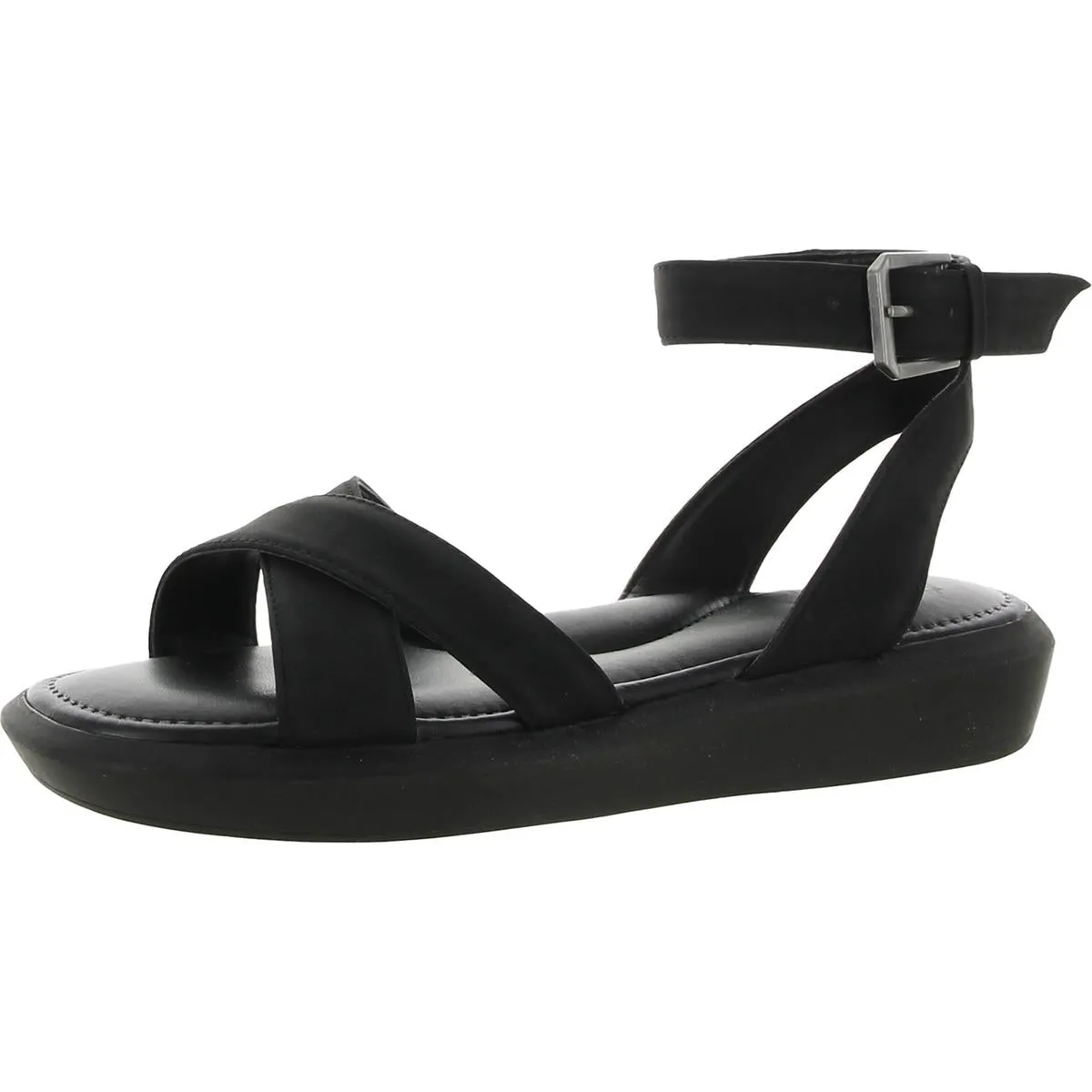 Jamila Womens Faux Leather Ankle Strap Wedge Sandals Perfect for Travel