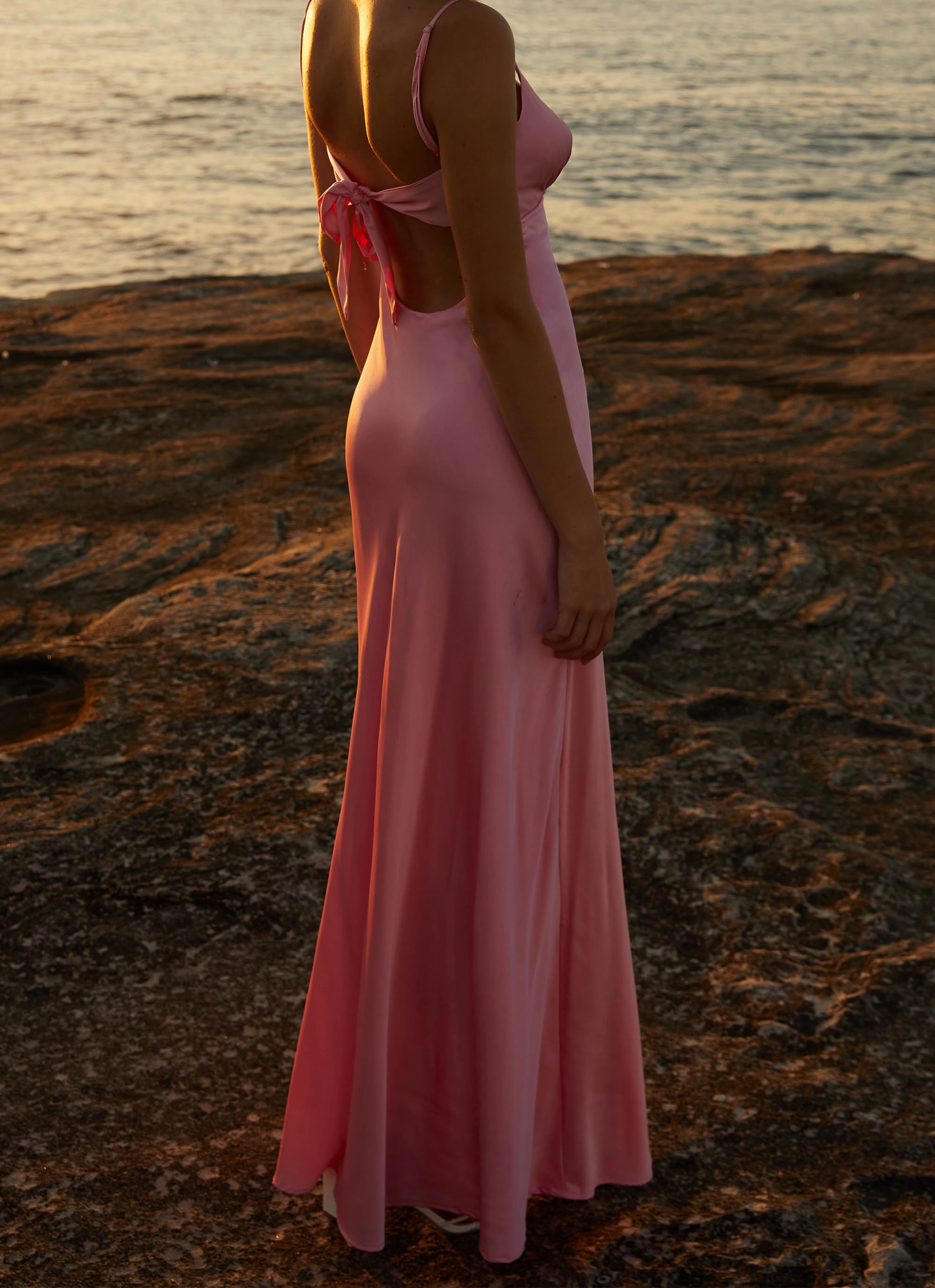 packable Flora Satin Maxi Dress - Candy