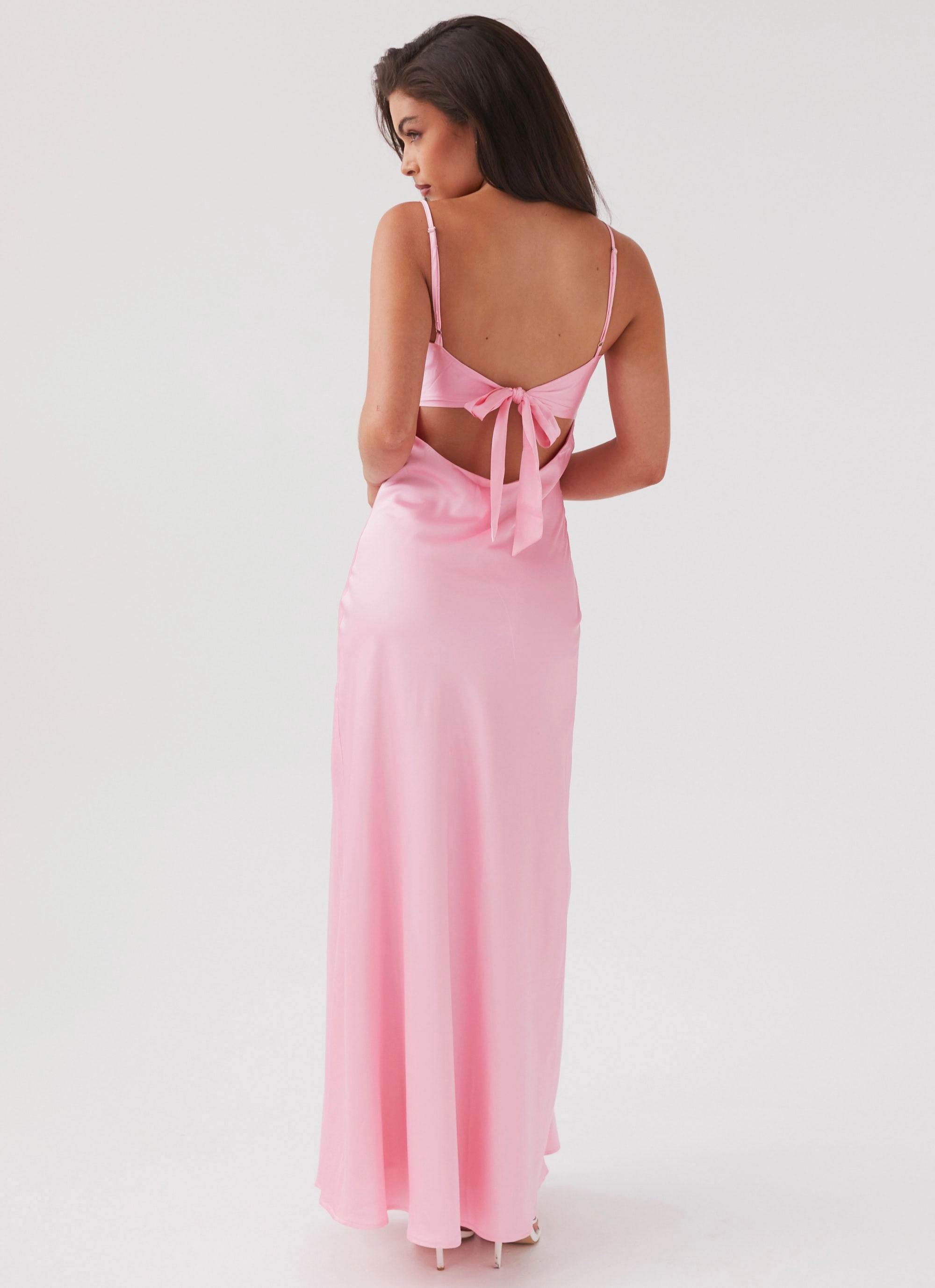 Tall Fit Playful touch Flora Satin Maxi Dress - Candy