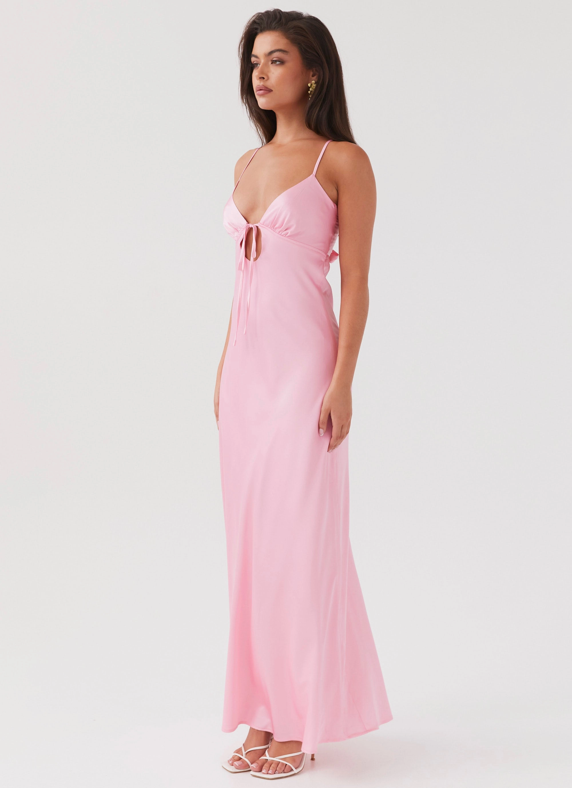 Flora Satin Maxi Dress - Candy Sophisticated Fit Practical work-to-play piece