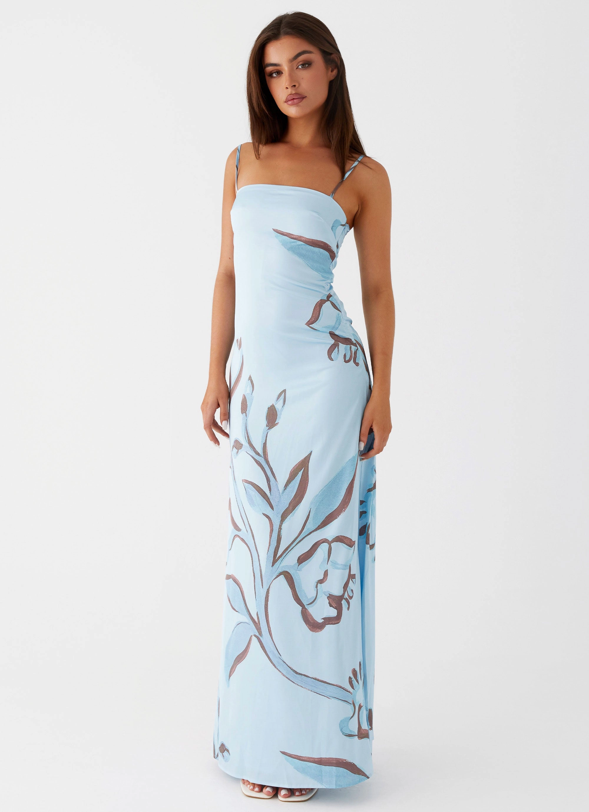 Aster Bloom Maxi Dress - Blue Floral High Cut Cool Movement