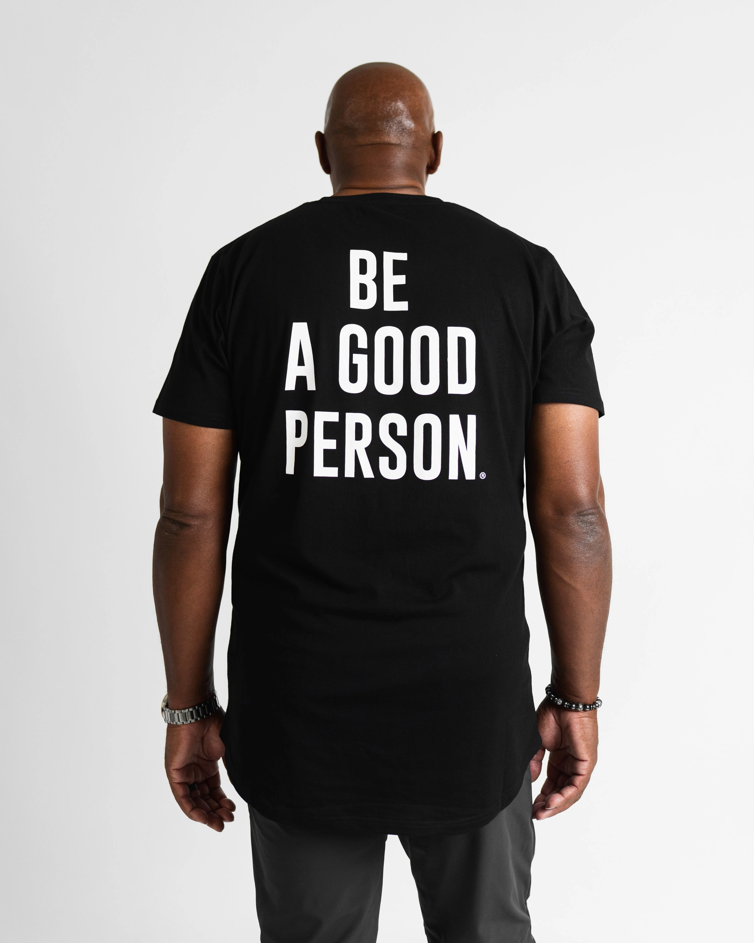 Signature Heavyweight Scallop T-Shirt - Black Longline Hemline Soft Cotton Feel