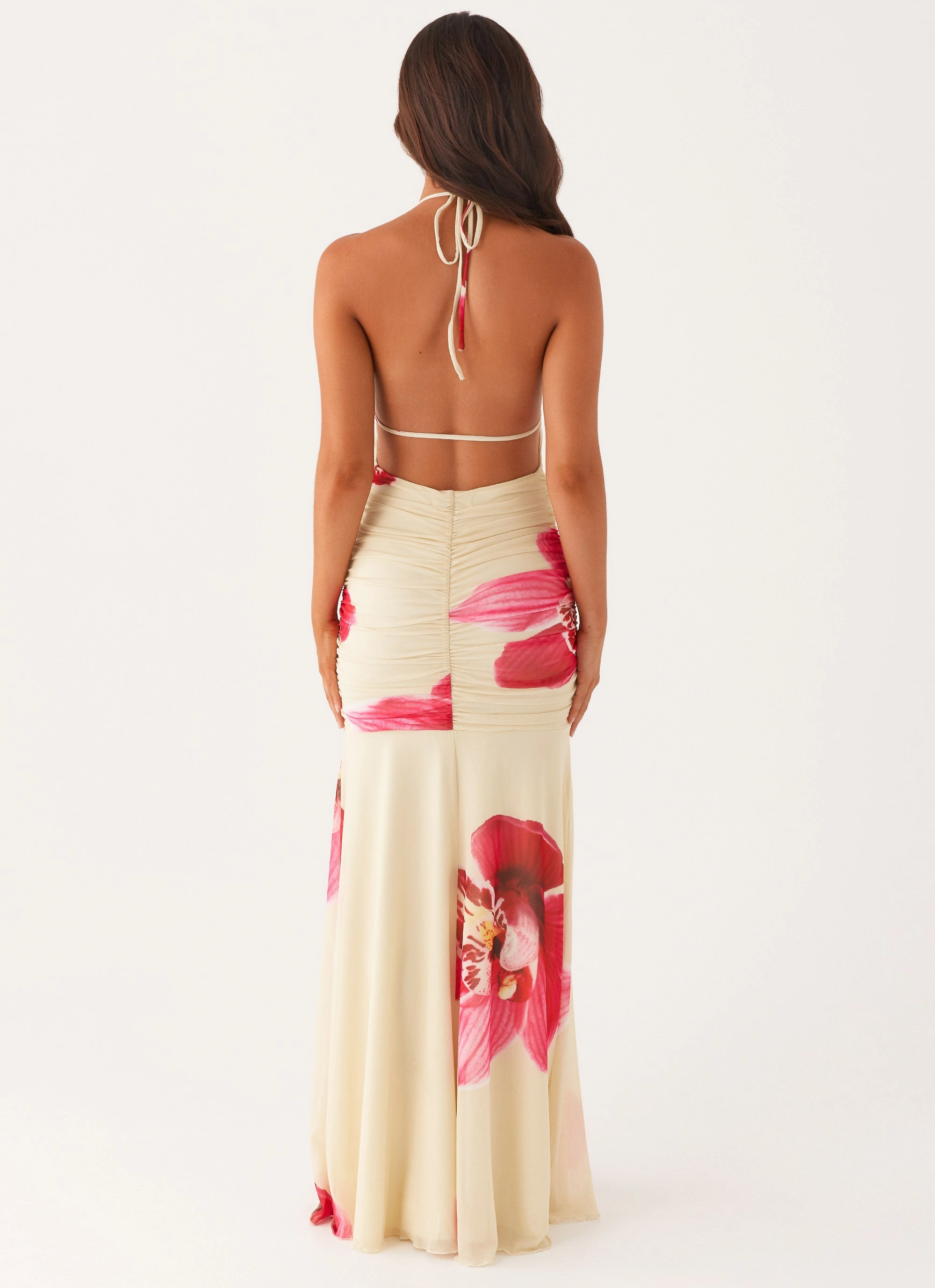 Hollywood Maxi Dress - Orchid Yellow High-waisted evening piece