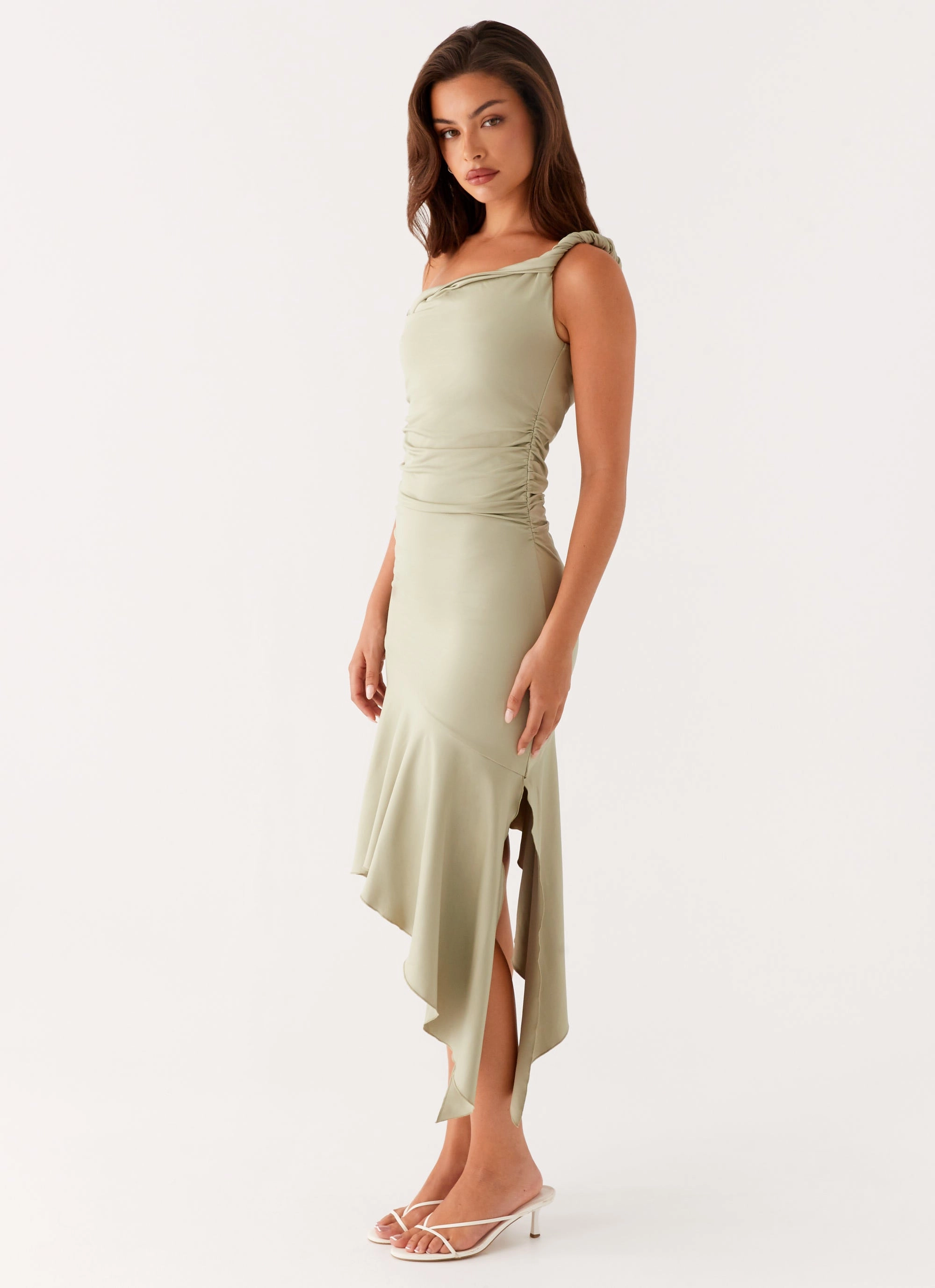 Flattering Wearable Quiet Glow Huntah Midi Dress - Sage