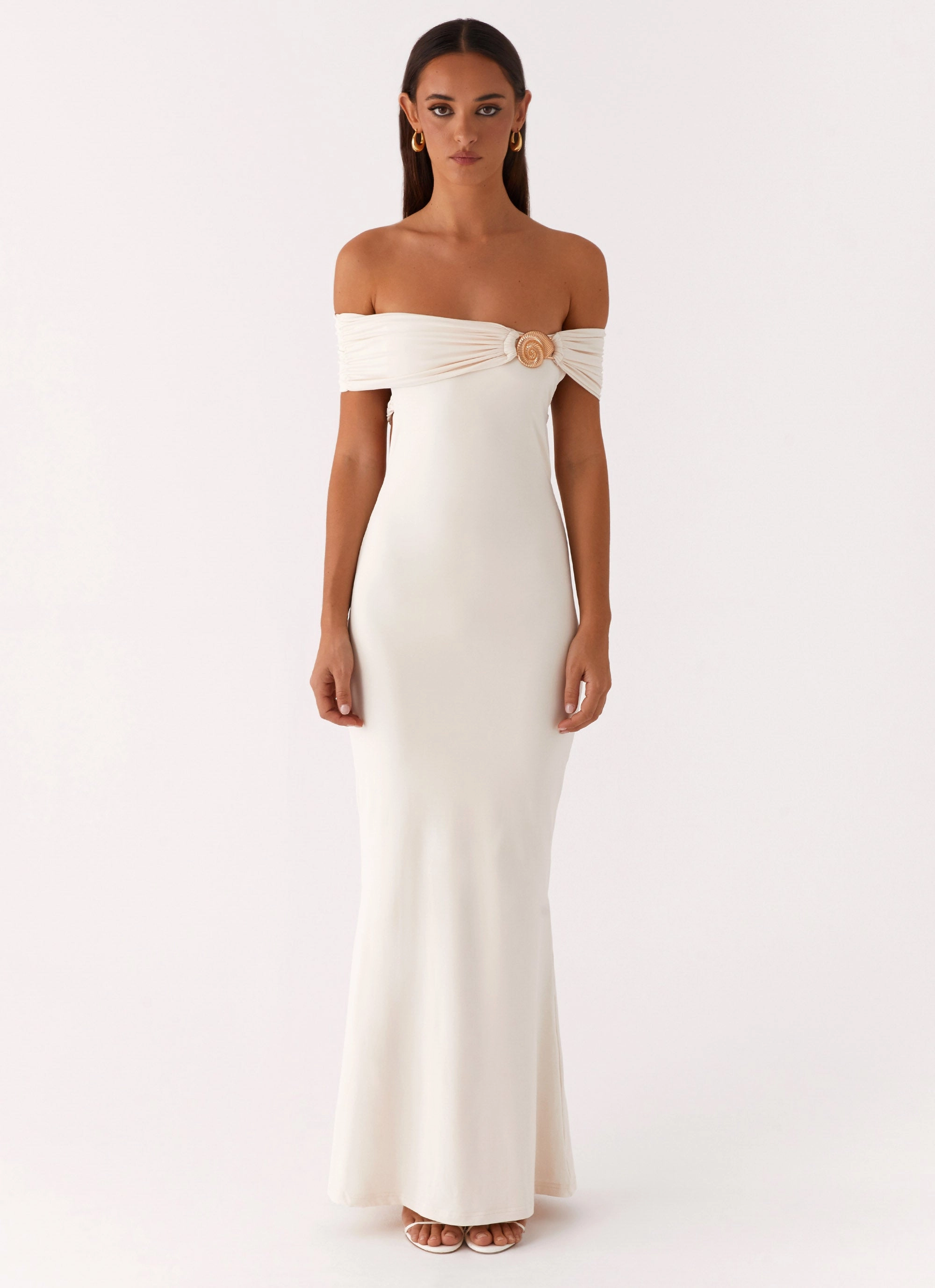 Illusion Maxi Dress - Ivory Abrasion-resistant Soft Pleats