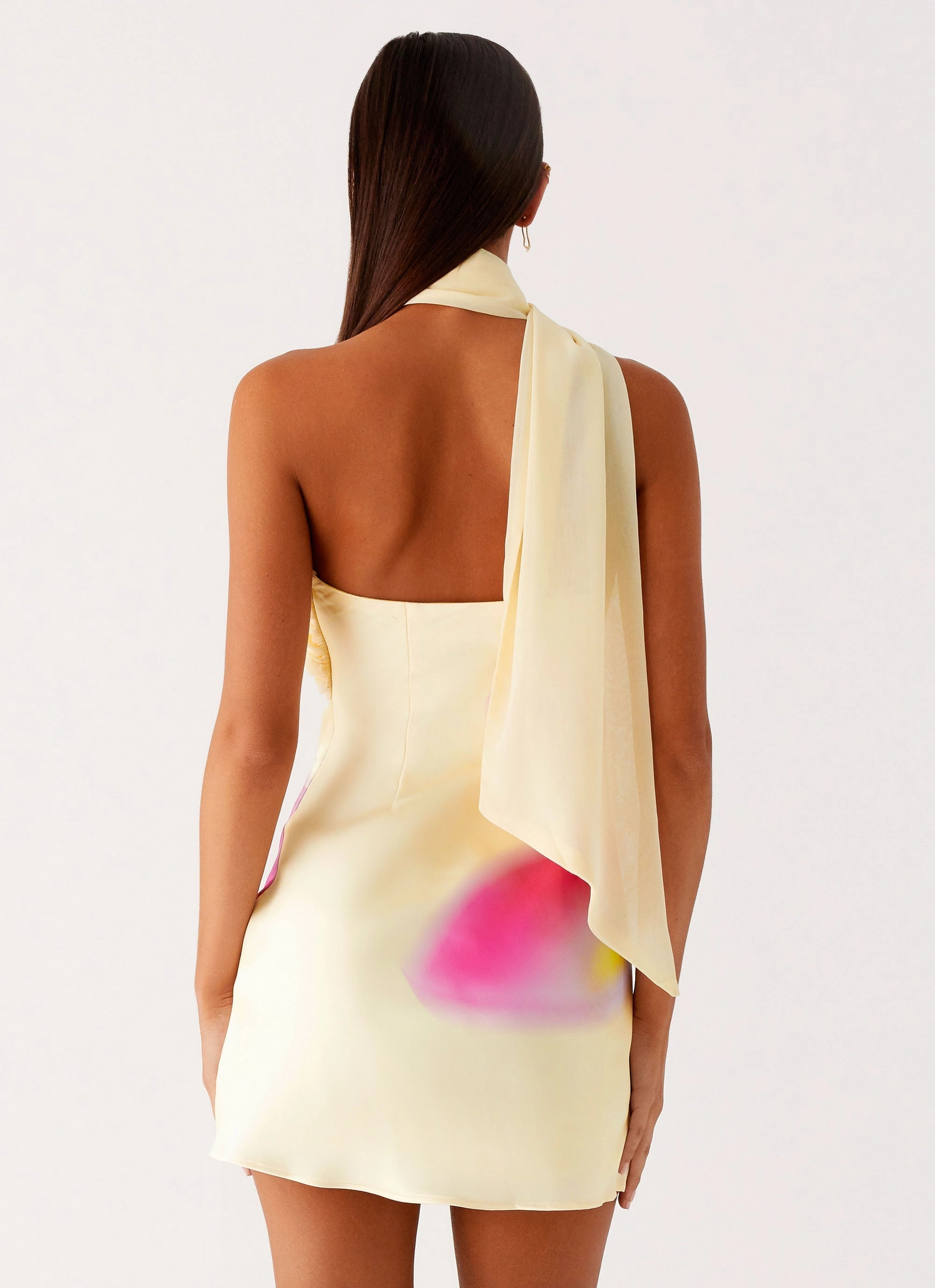 Casual Silhouette Isa Scarf Satin Mini Dress - Frangipani Yellow