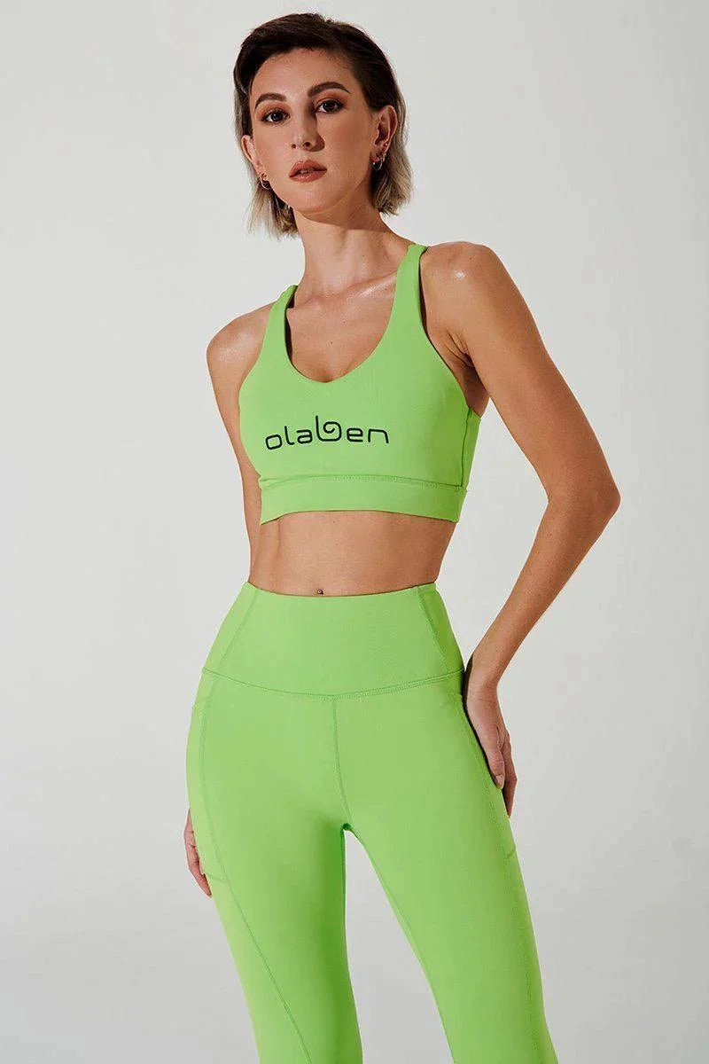 J'Ulian Olaben Bra - Floures Green Comfy Style Sport Performance Fit
