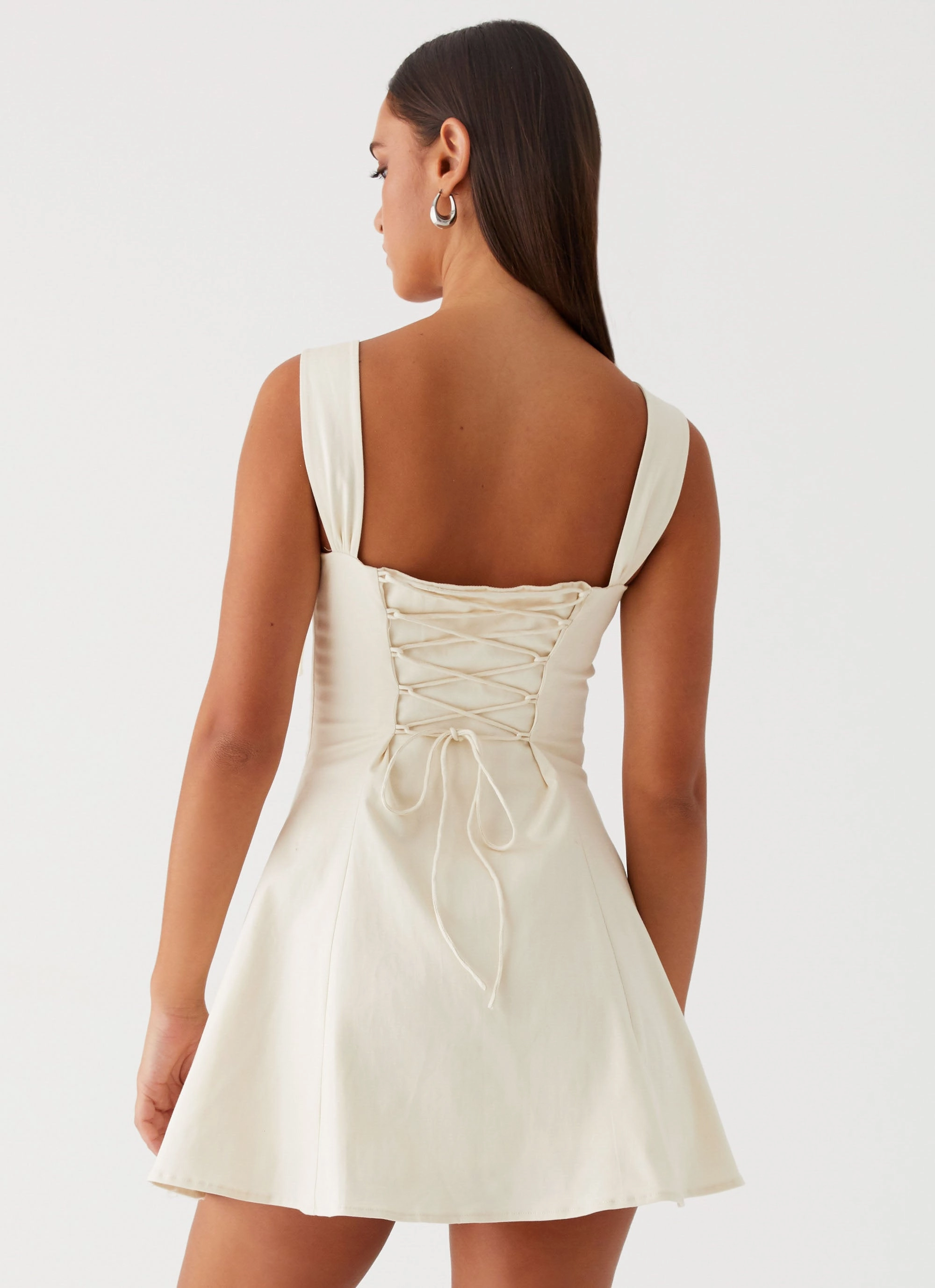 Soft Waist Spring Garden Jamaya Tie Mini Dress - Ivory