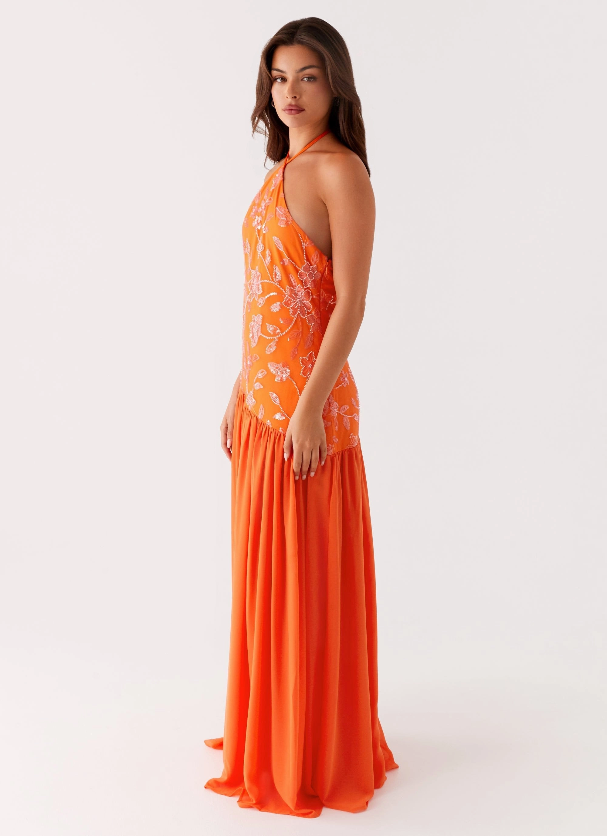Stream Cut Janelle Beaded Maxi Dress - Orange