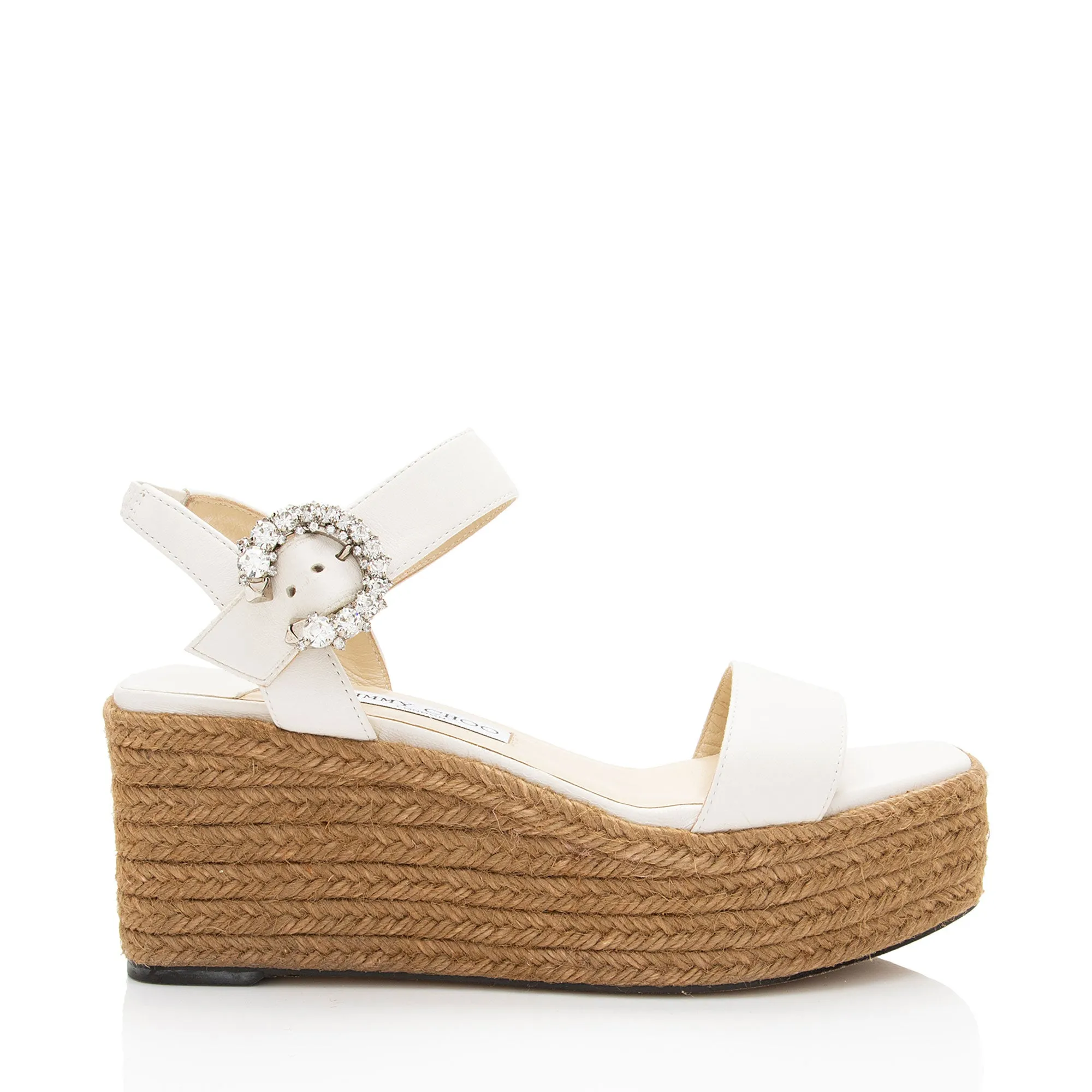 Shock Absorbing Midsole Elastic Straps Jimmy Choo Leather Crystal Mirabelle Platform Sandals