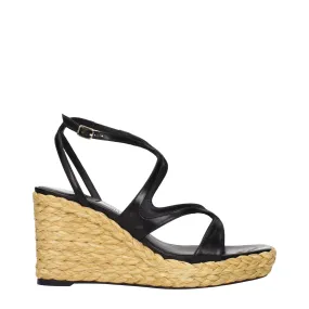 Jimmy Choo Leather Wedges Women's Sandals Strappy Design