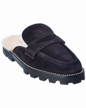 Jimmy Choo Ronnie Suede & Shearling Mule Beach Breeze Comfort Fit Design