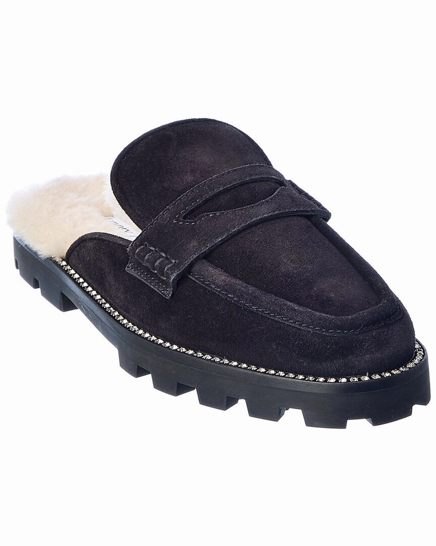 Jimmy Choo Ronnie Suede & Shearling Mule Beach Breeze Comfort Fit Design