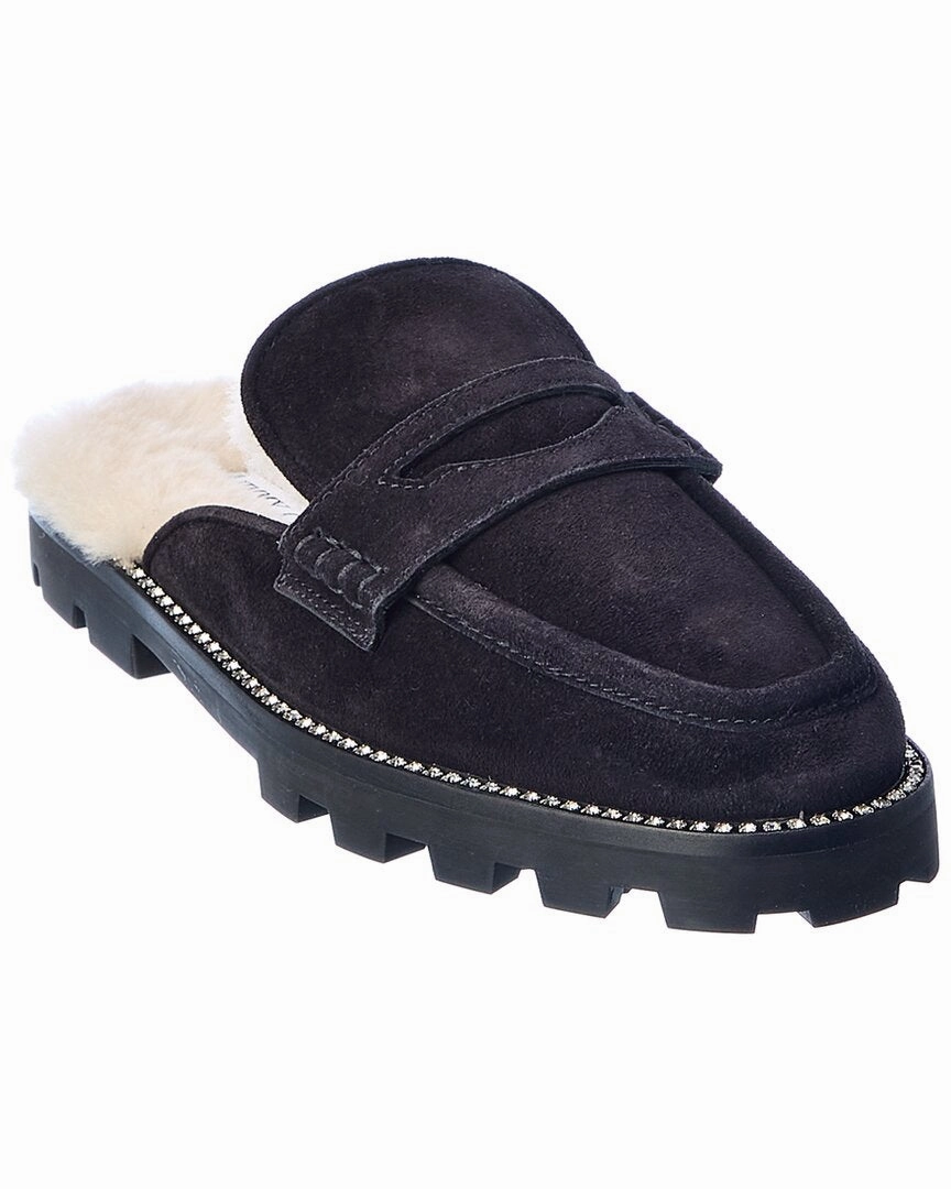 Jimmy Choo Ronnie Suede & Shearling Mule Relaxed Fit Shoes Simple Sandals