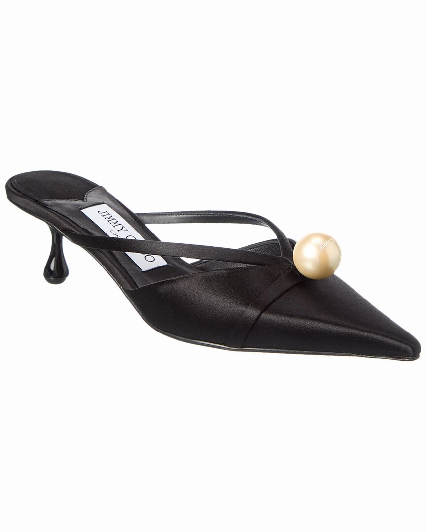 Natural Fiber Construction Cozy Fit Jimmy Choo Sana 50 Satin Mule