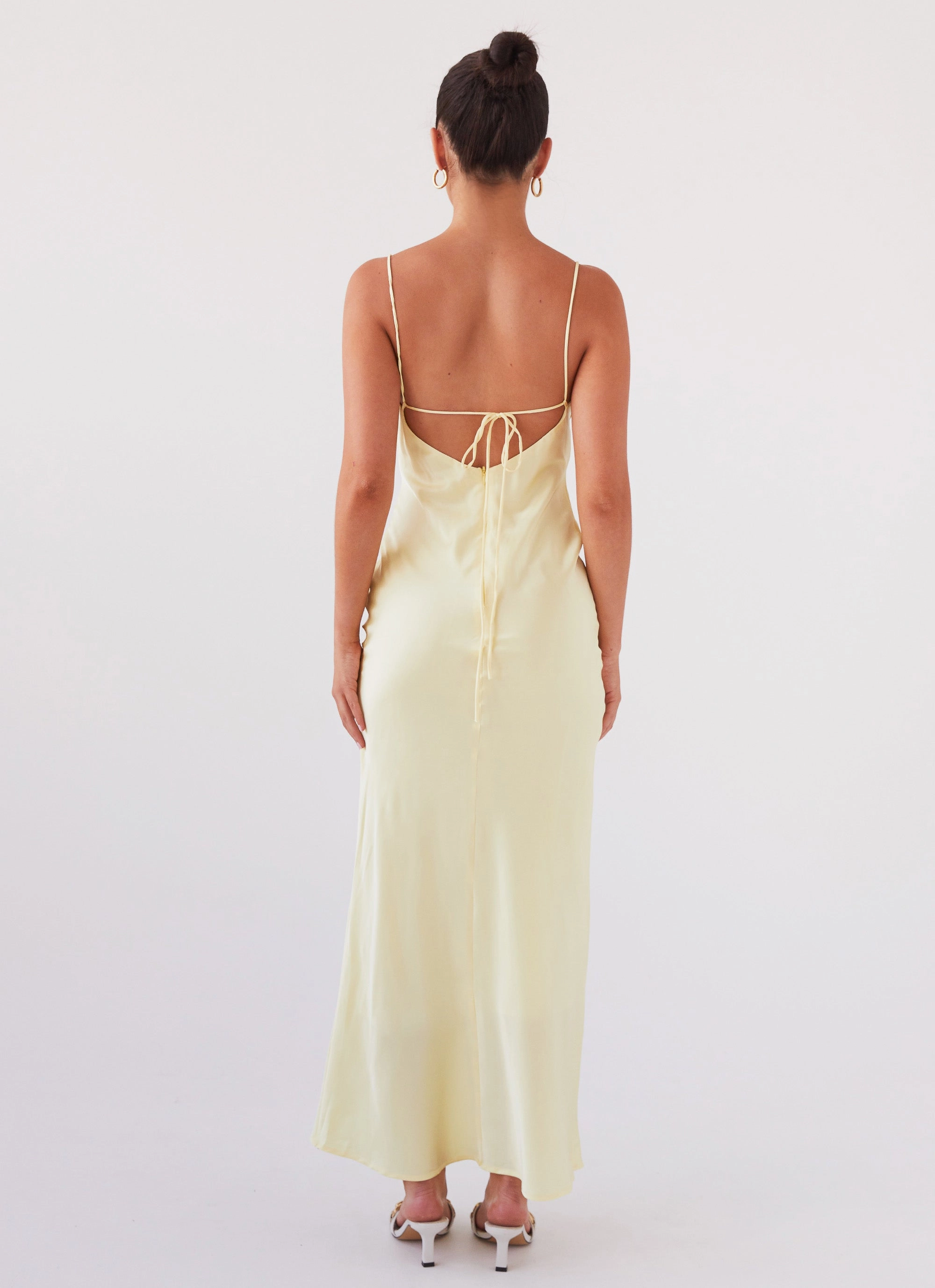 Joanna Satin Maxi Dress - Lemon Pure Aesthetic
