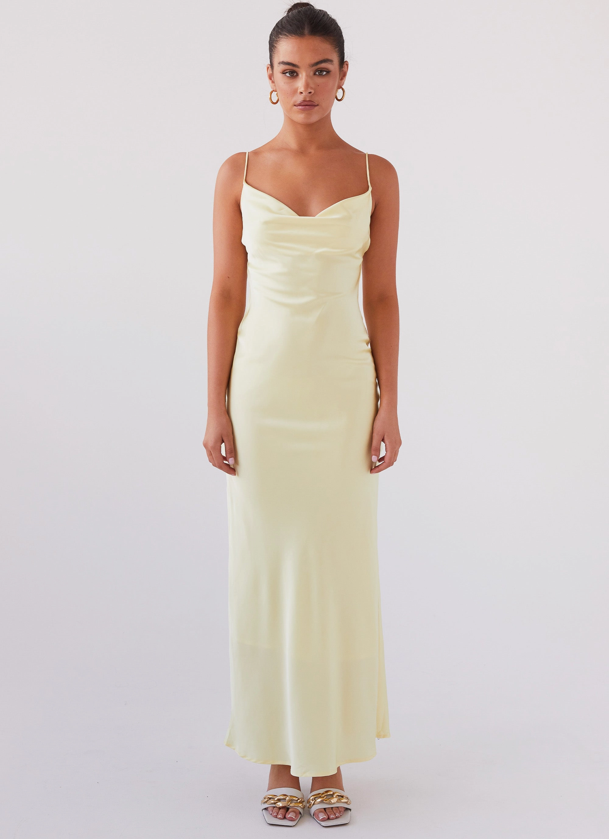 Joanna Satin Maxi Dress - Lemon Casual-Look Match Quick