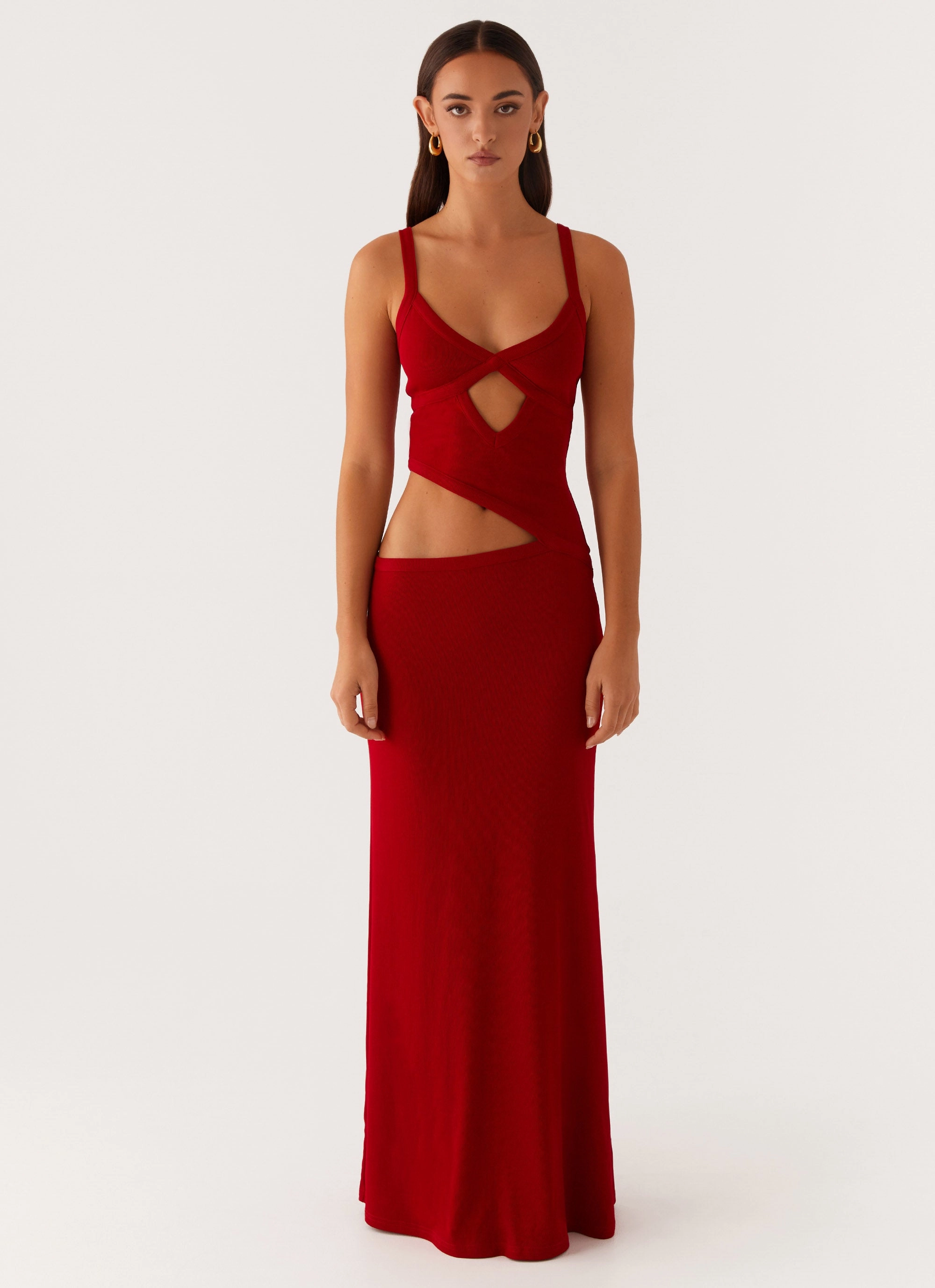 All Gender Quiet Mood Jocelyn Maxi Dress - Red