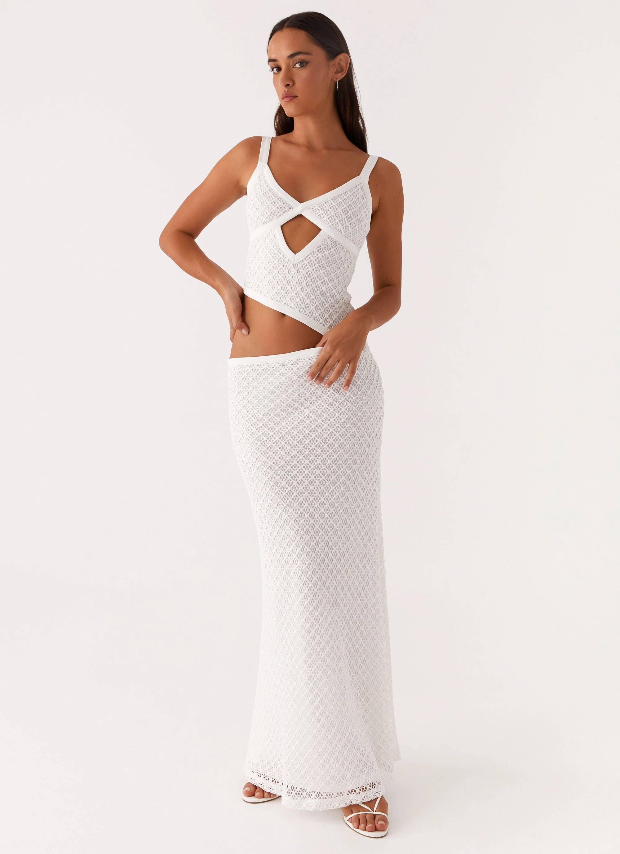 Youthful Look Boho Mood Jocelyn Maxi Dress - White Crochet