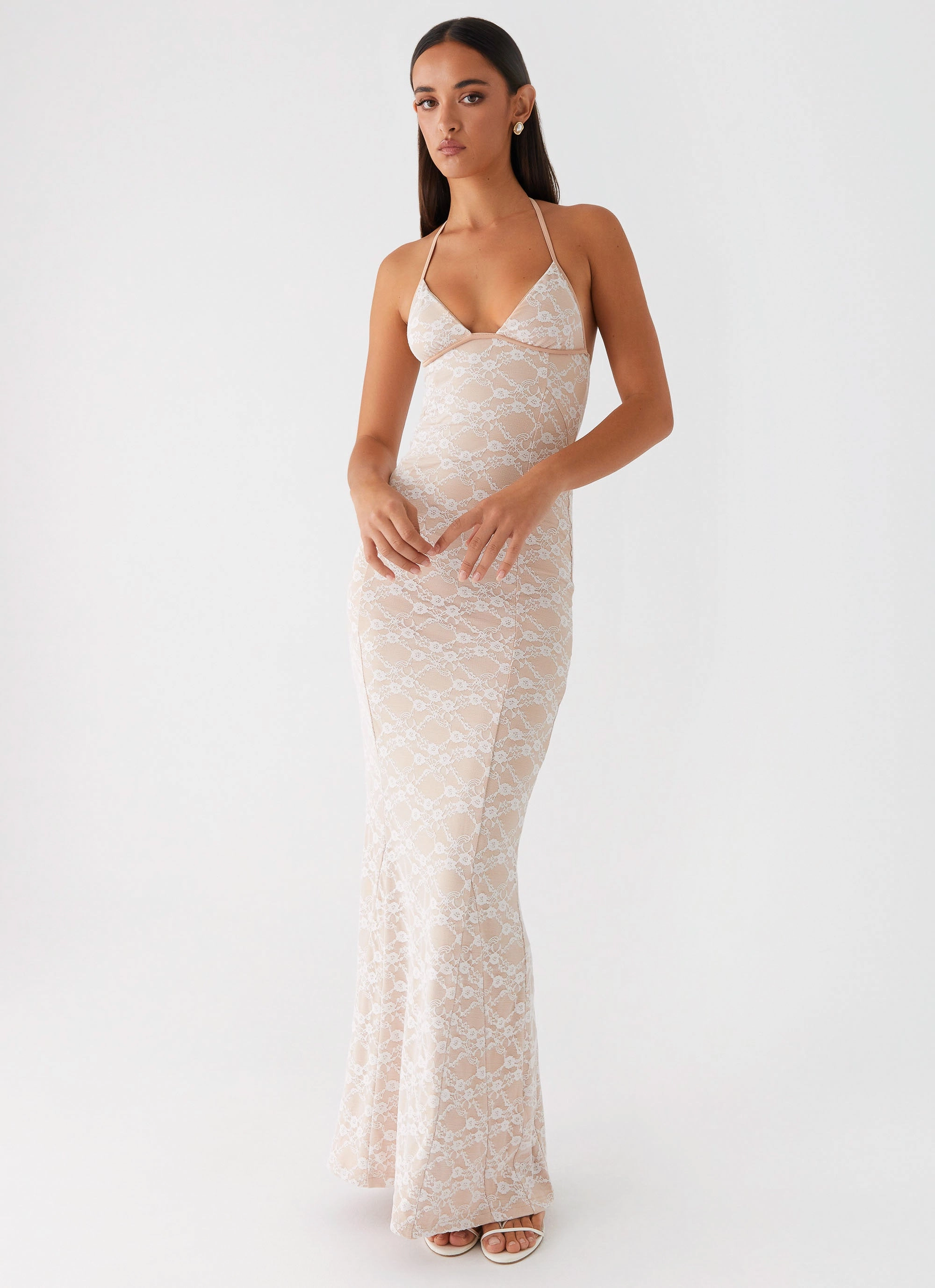 Jolina Lace Maxi Dress - White Anytime Wear Clean Texture