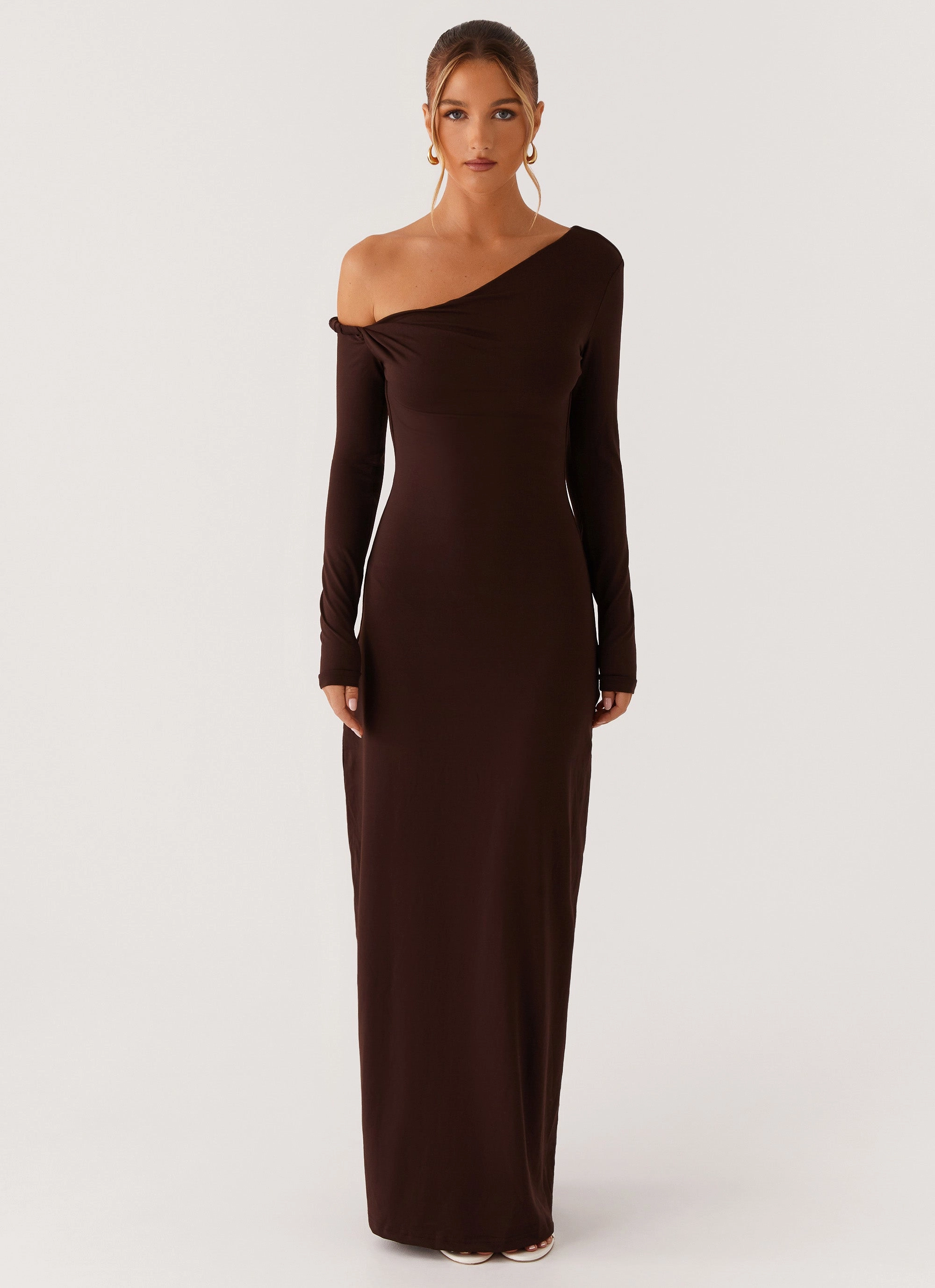 Jordana Twist Maxi Dress - Brown Work Chic Natural Style