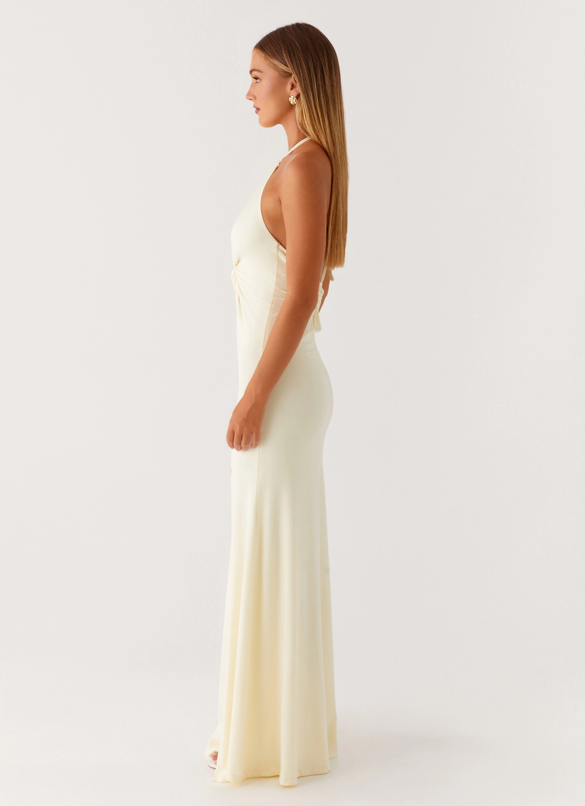 Flutter-Sleeve Sleek Look Just In Time Maxi Dress - Yellow