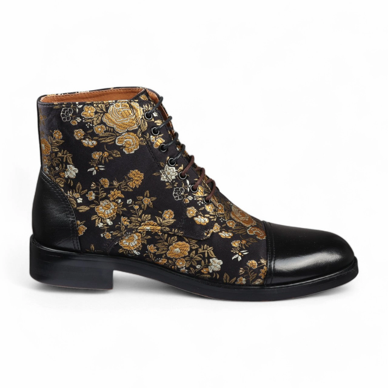 Vintage Look Formal Meeting Justin Reess Men's Floral Leather Oxford Ankle Boots - Adam