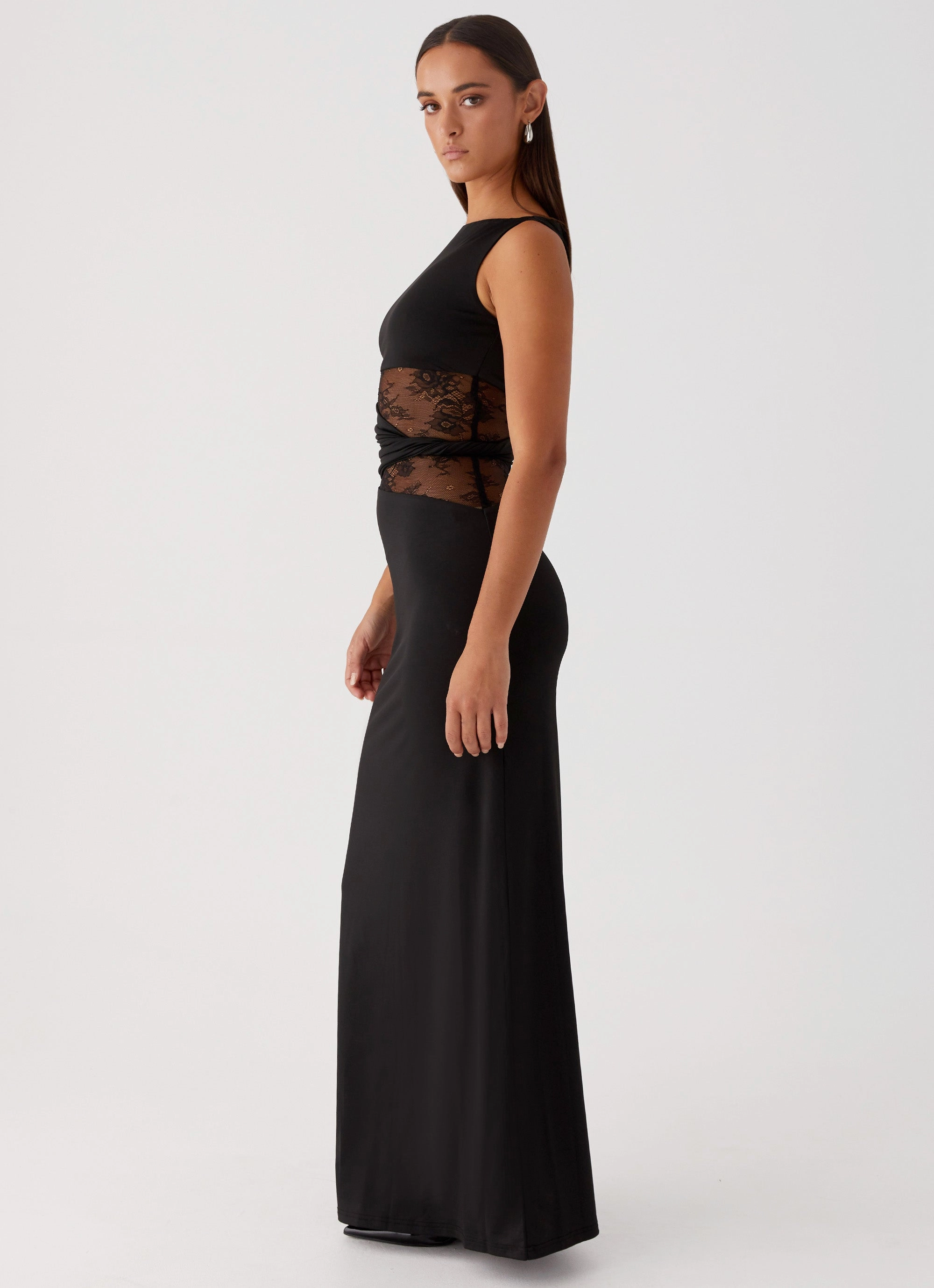 loose silhouette Modern Waistband Karma Maxi Dress - Black
