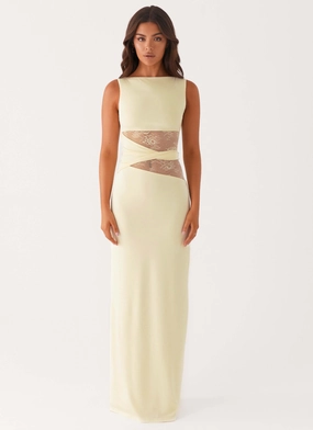 Feminine Details Functional Layer Karma Maxi Dress - Yellow