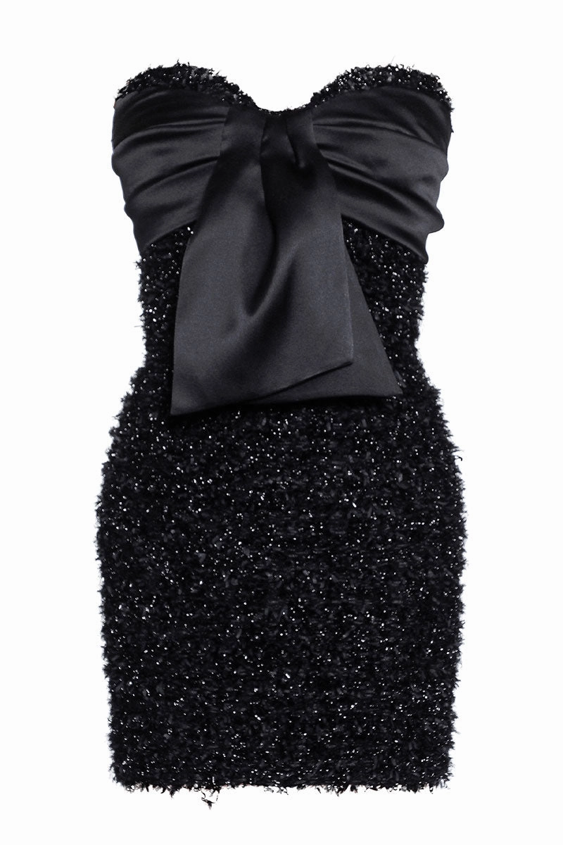 All Season Textured Surface Knit Bustier Dress