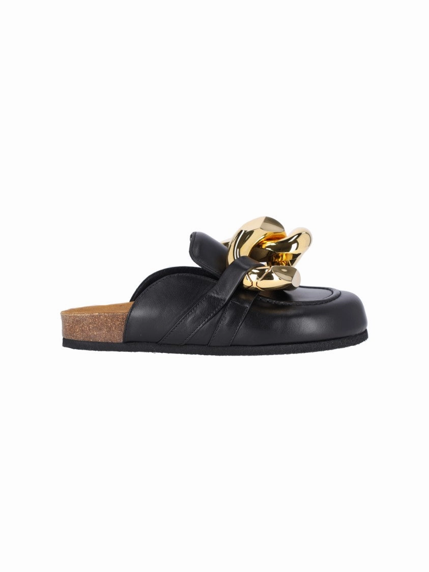 Black Leather Catena Mules Relaxing Footwear