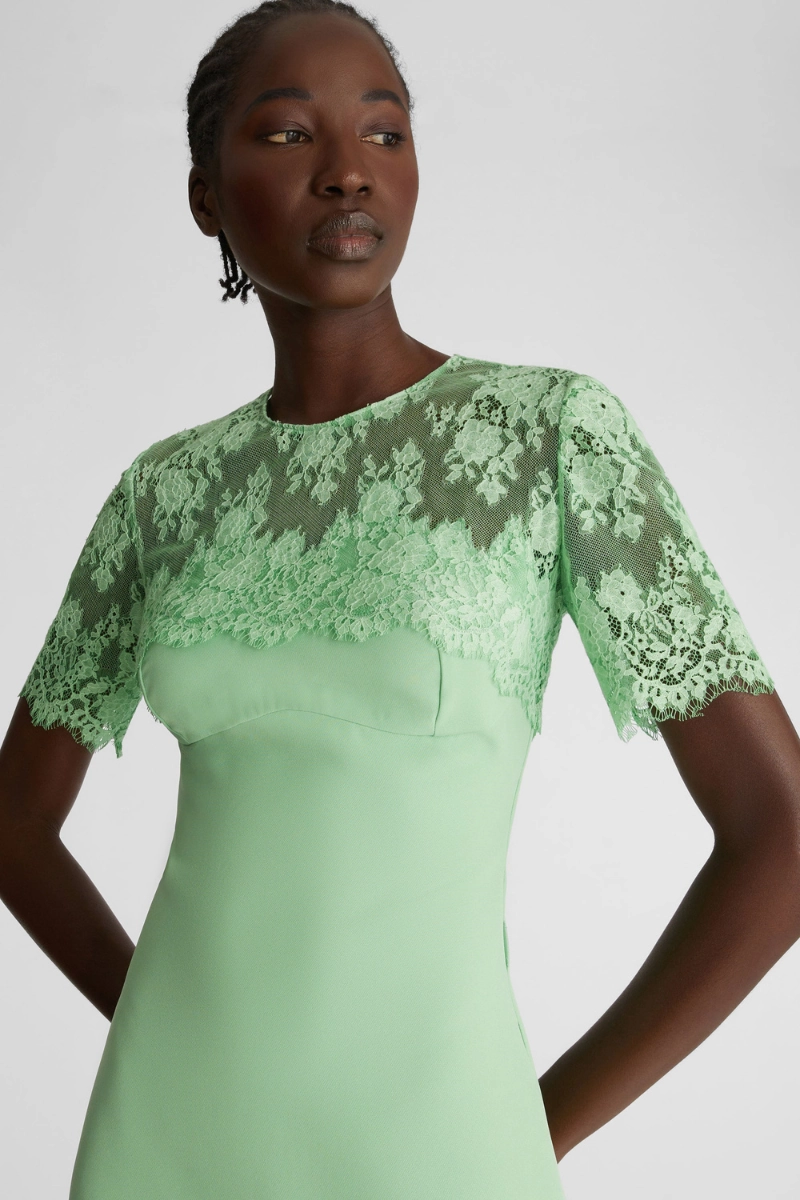 Lace Midi Dress Office Shape Sleek Feel