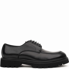 Chic Structure Lace-Up Black Leather Formal Shoes