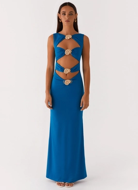 Smart Lines Body Safe Lagoon Cut Out Maxi Dress - Royal Blue