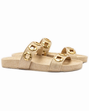 Larroude Milan Raffia Slide Reinforced toe Step Into Comfort