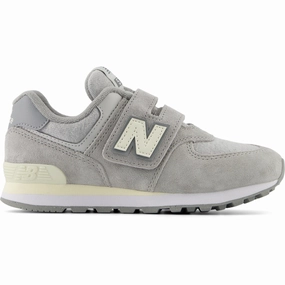 New Balance 574 Kids Hook & Loop Sneakers Concrete Durable durability Cushioning Tech