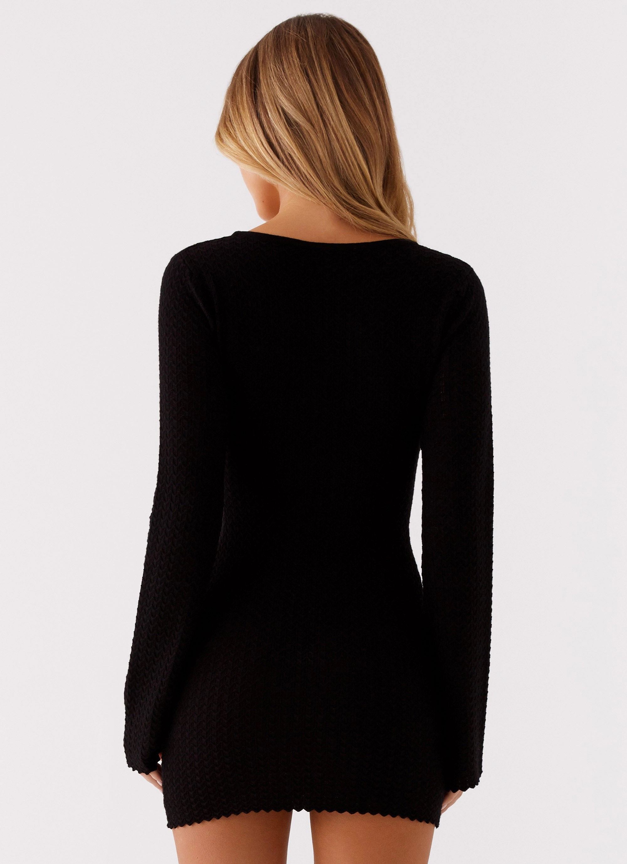 Lavelle Knit Mini Dress - Black Warm-Layer