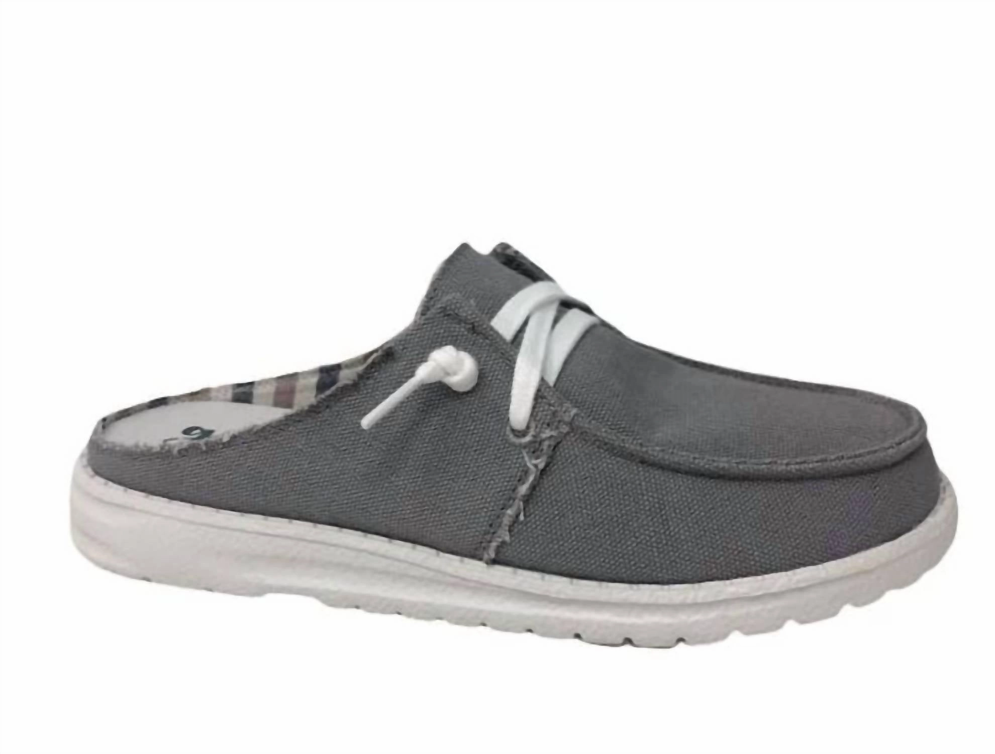 Tie Up Design Light Slip Layla Mule Sneakers In Grey