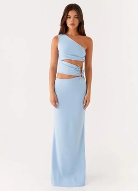 Tailored-fit Sleek Motion Laylani Cut Out Maxi Dress - Blue