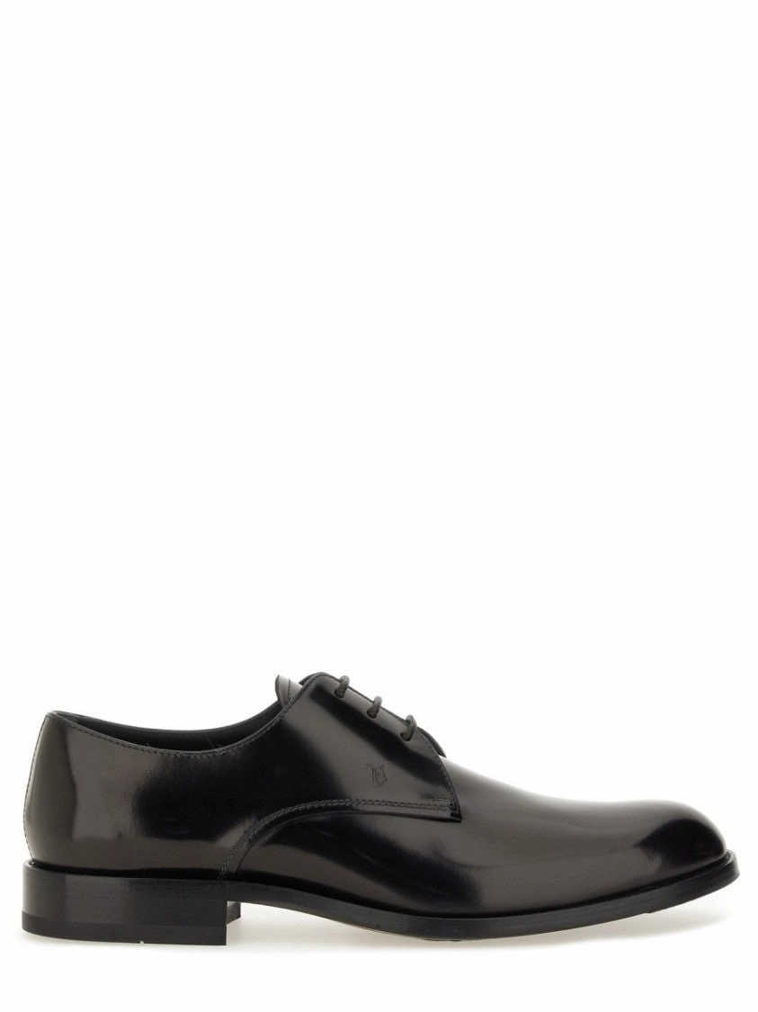 Leather Lace-Up Derby Shoe Refined Shape Work Hours