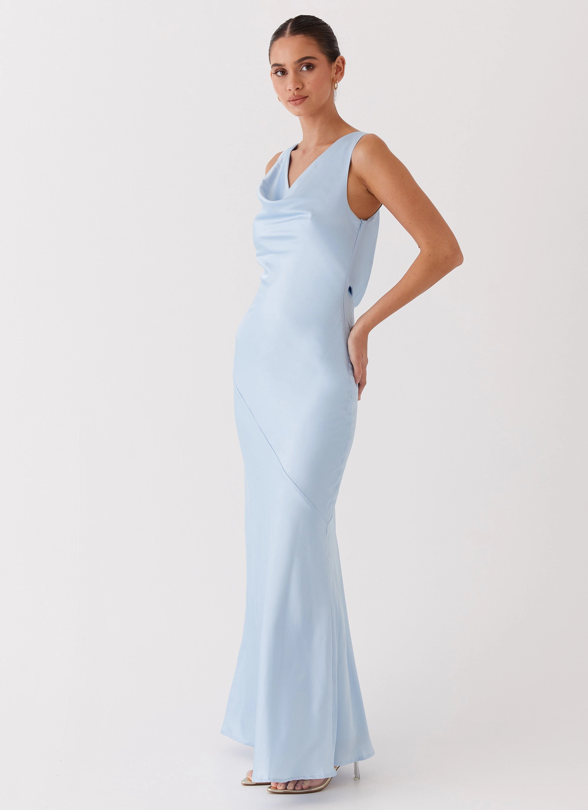 Be Mine Satin Maxi Dress - Blue Comfy Design