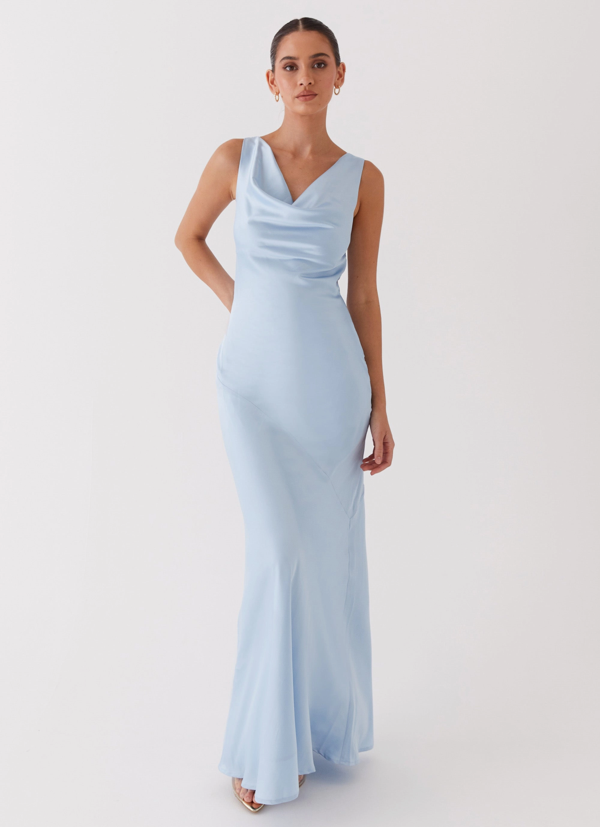 Casual Tones Casual day-to-night piece Be Mine Satin Maxi Dress - Blue