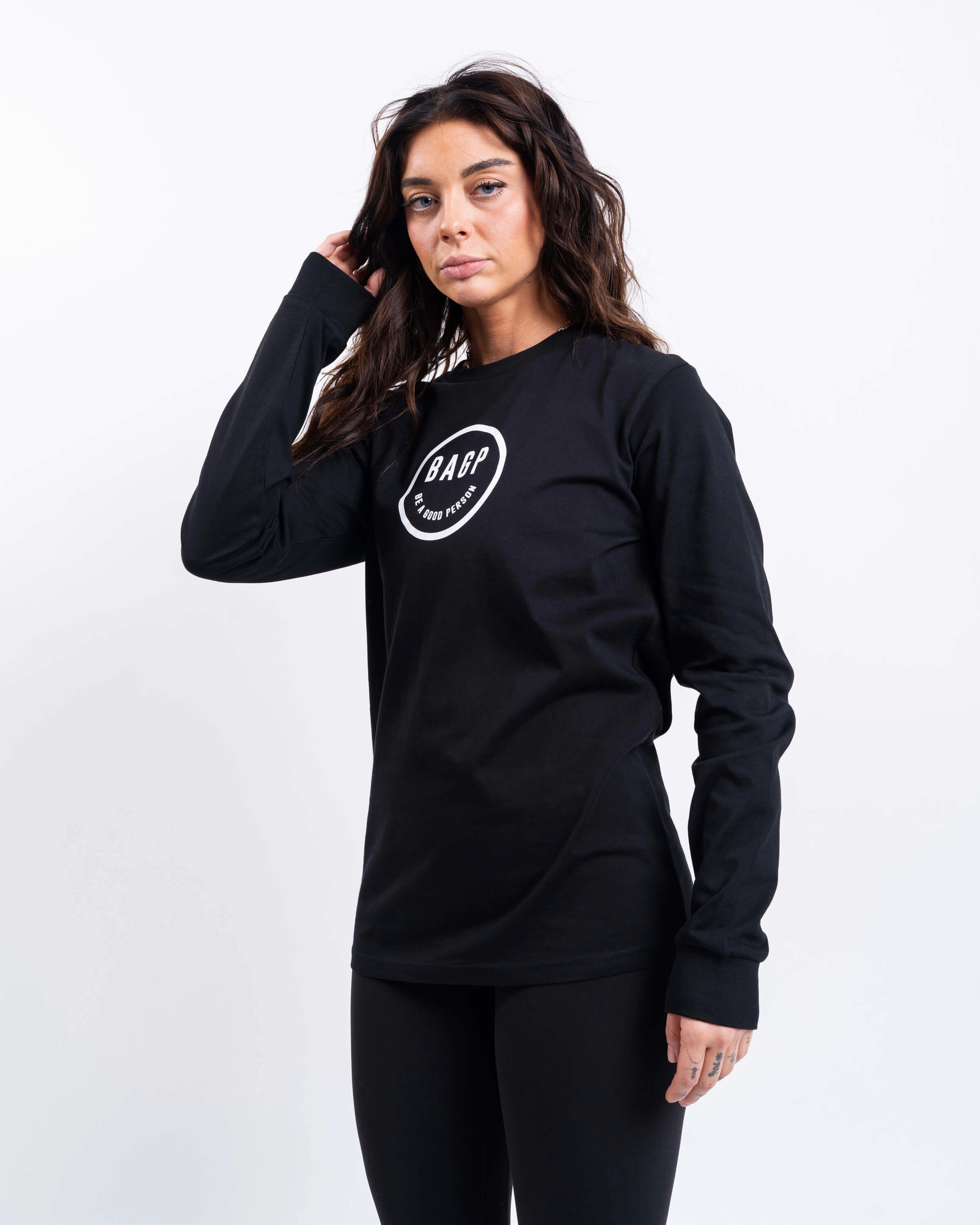 Comfy Look Wear Cool Design Smiley Long Sleeve - Black