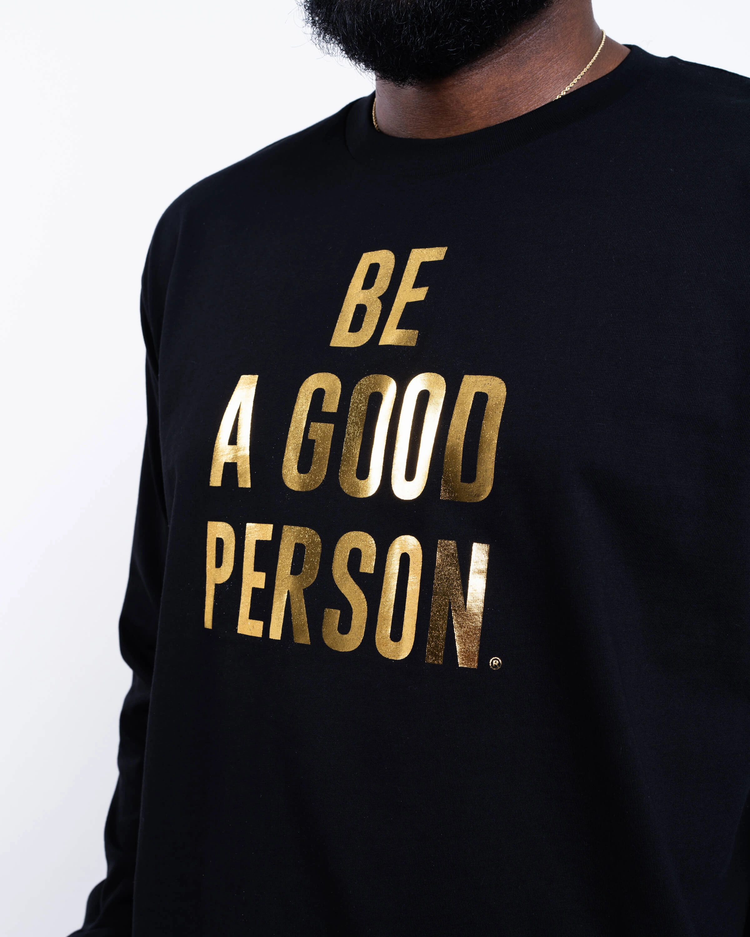 DropShoulderDesign Set In Sleeve Foil Long Sleeve - Black/Gold