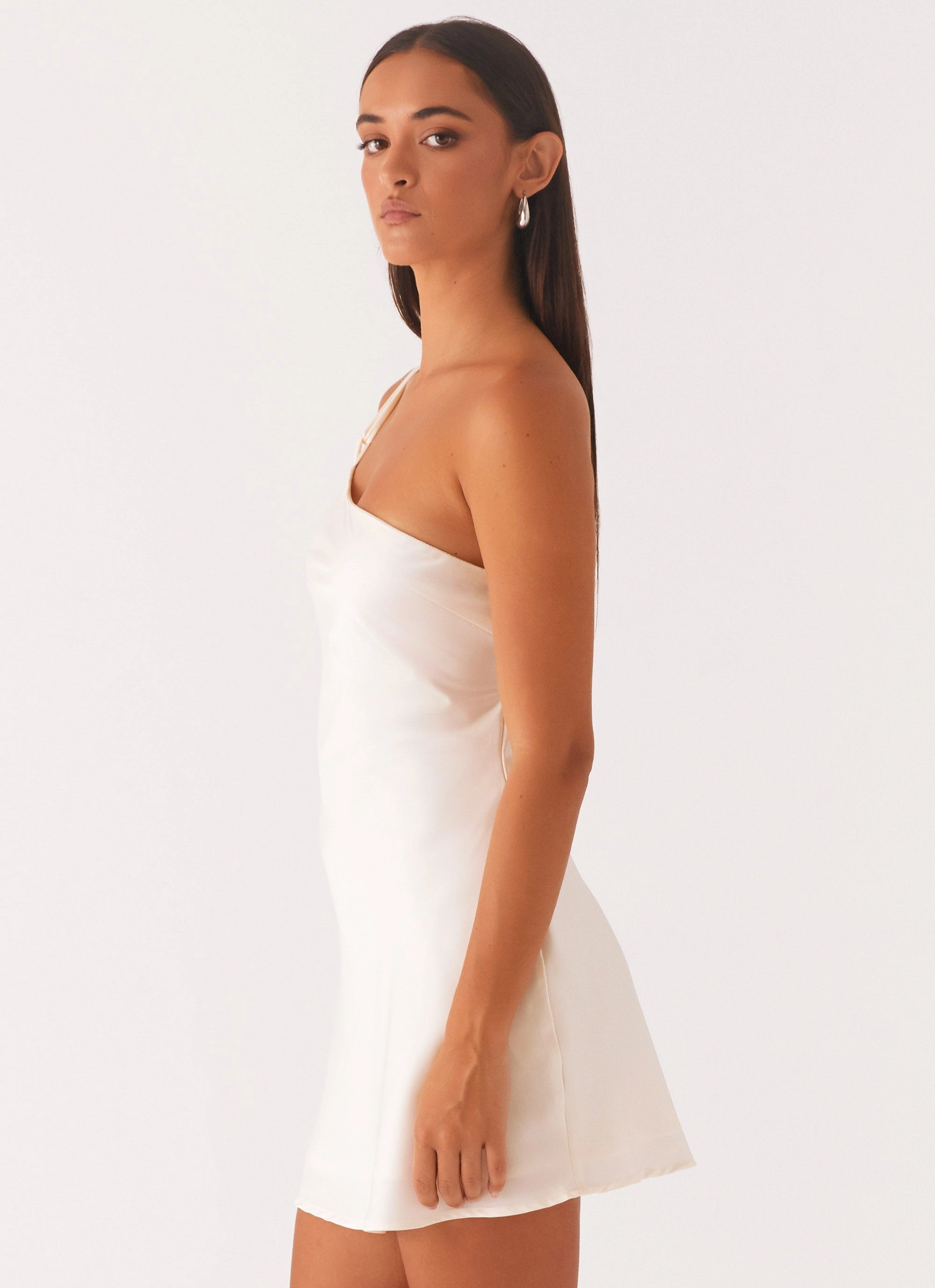 Chic Waist Petite Chic Lights Out Mini Dress - Pearl