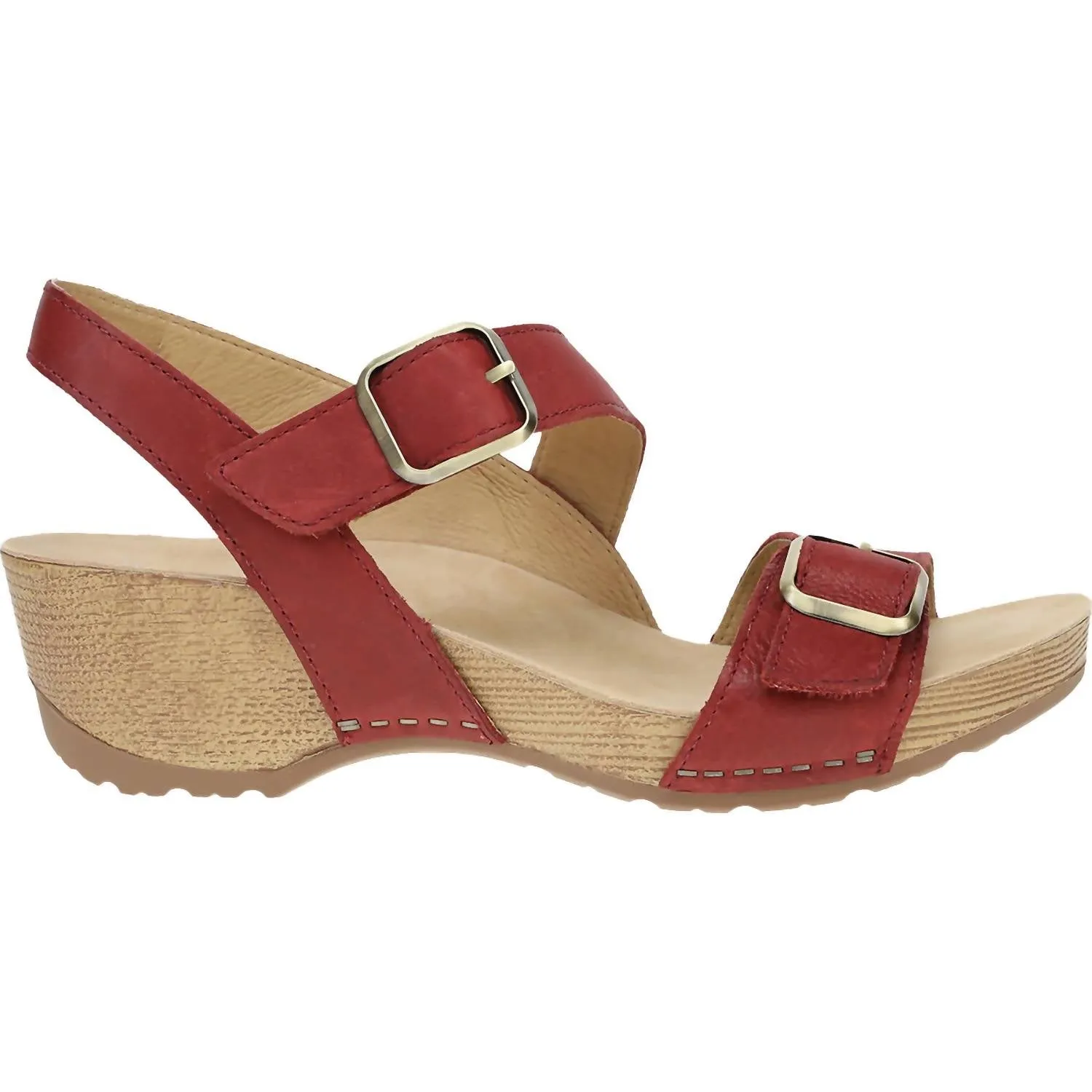 Women's Trinity Cayenne Burnished Nubuck Wedge In Red Toe Post Sandal Craftsmanship