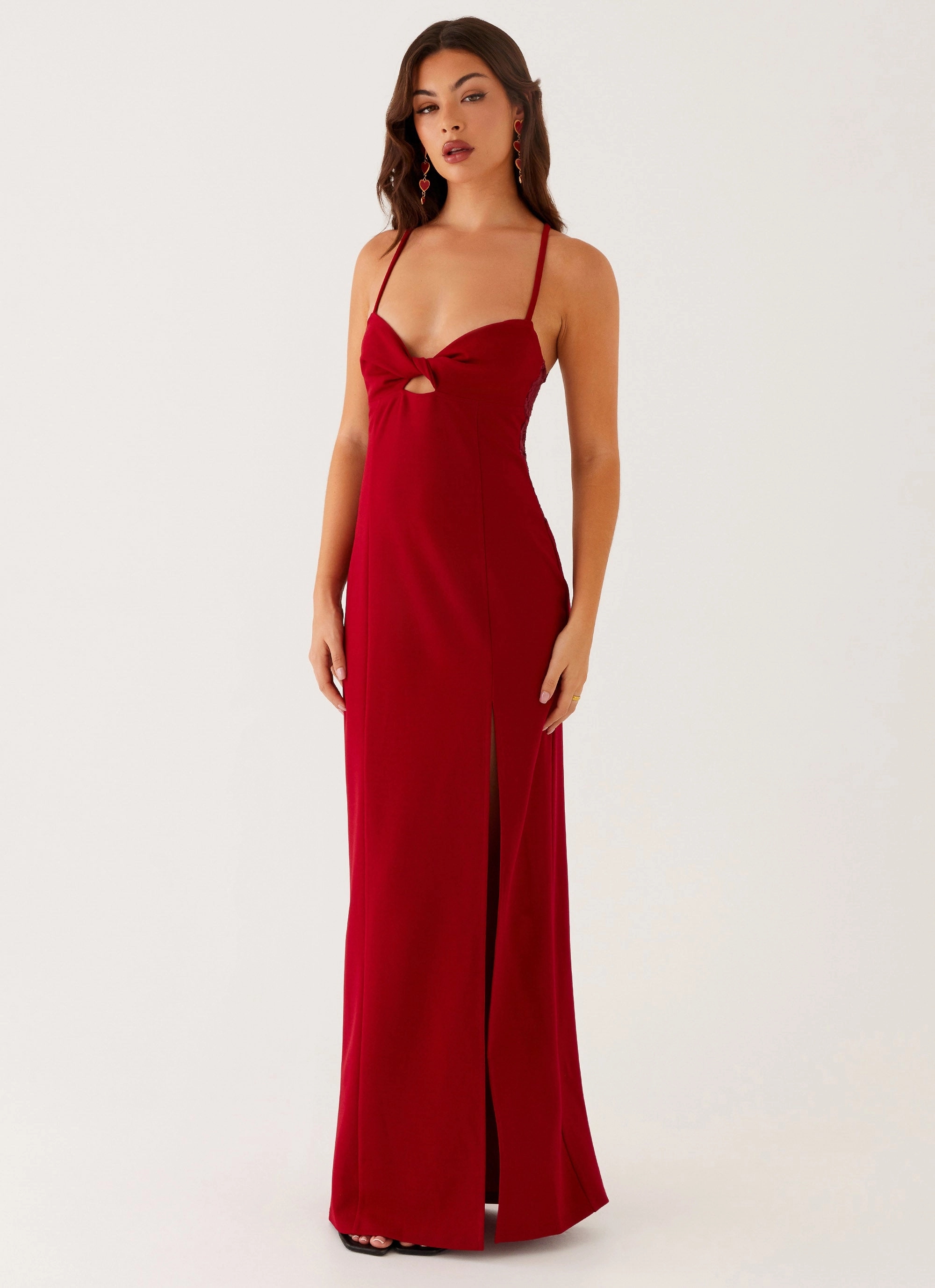 Delicate Finish Heartbreaker Maxi Dress - Deep Red