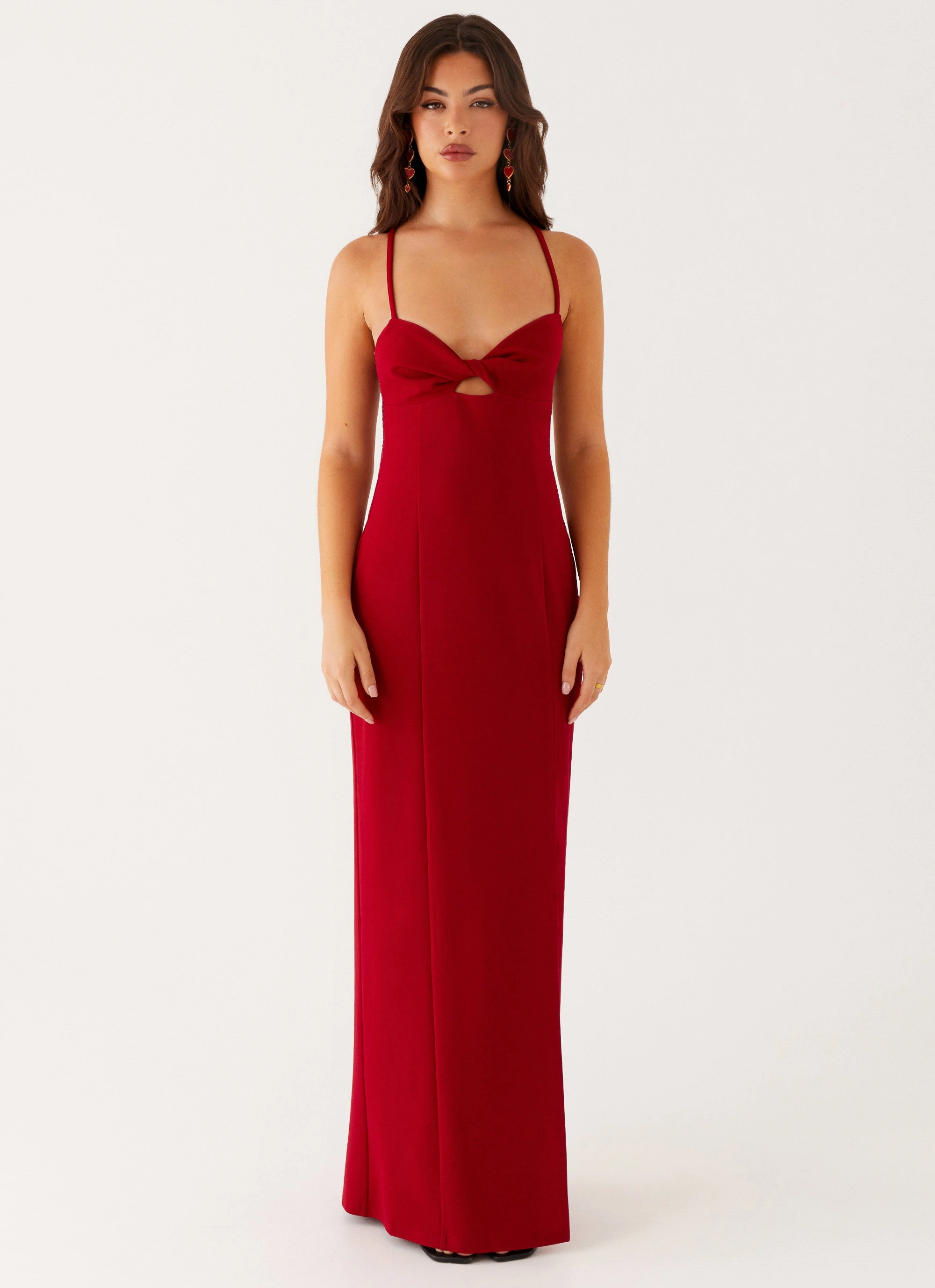 Heartbreaker Maxi Dress - Deep Red Event Safe Built-In-Slip