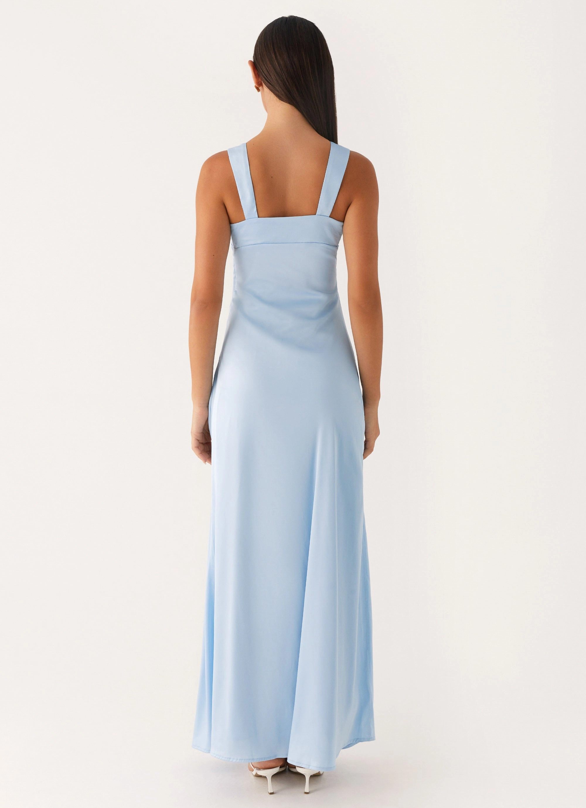 Contemporary Waist Odette Satin Maxi Dress - Blue