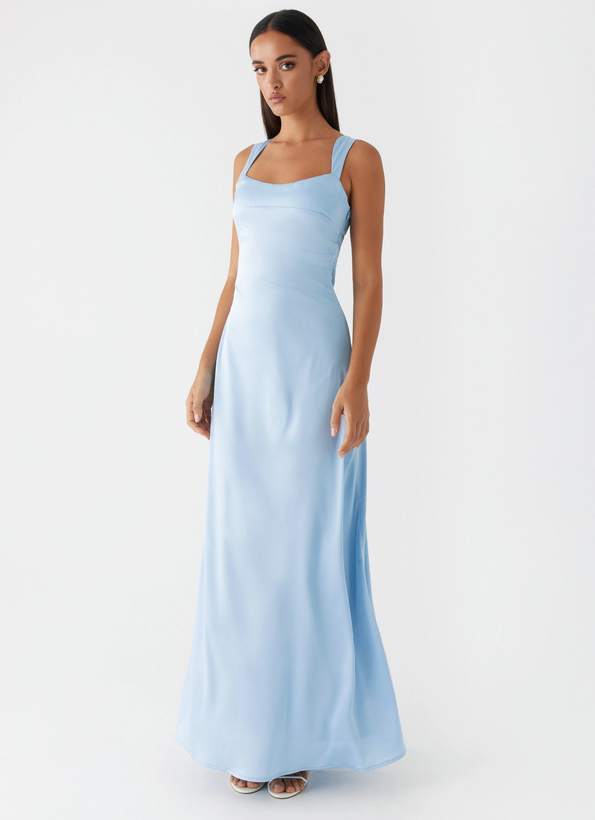 Functional Style Odette Satin Maxi Dress - Blue